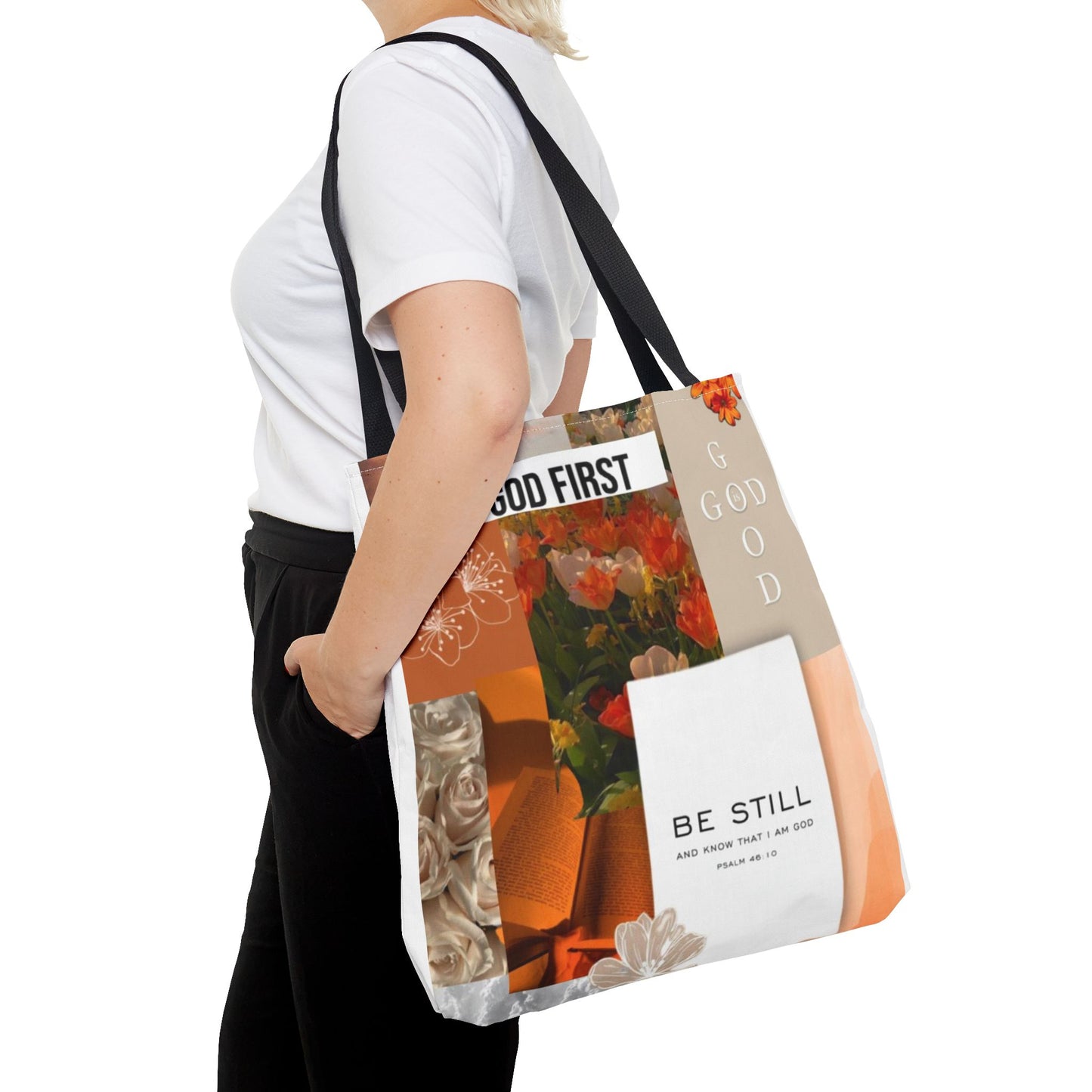 Spiritual Floral Tote Bag - "Put God First" Inspirational Design