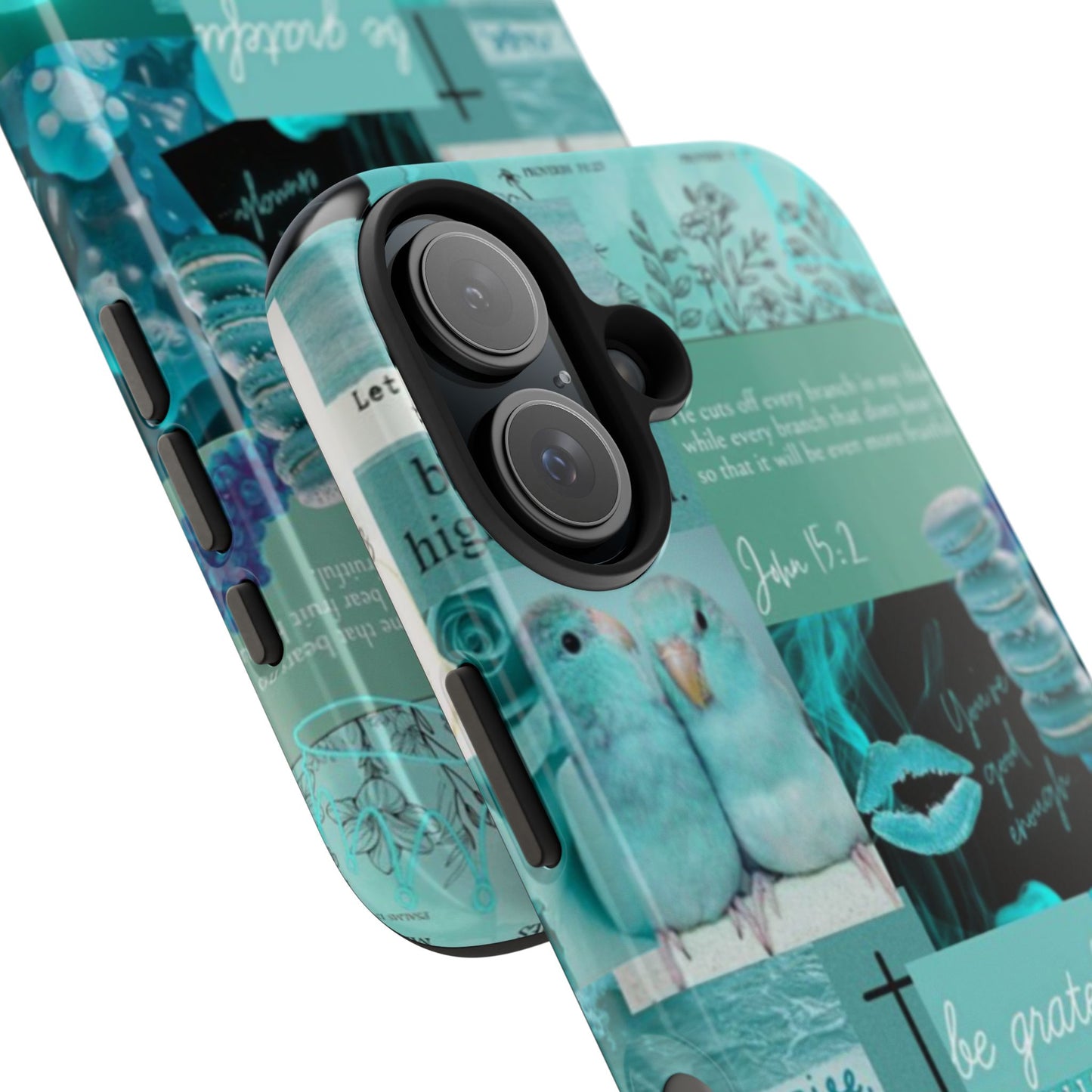Beautiful one phone case aqua teal scripture collage