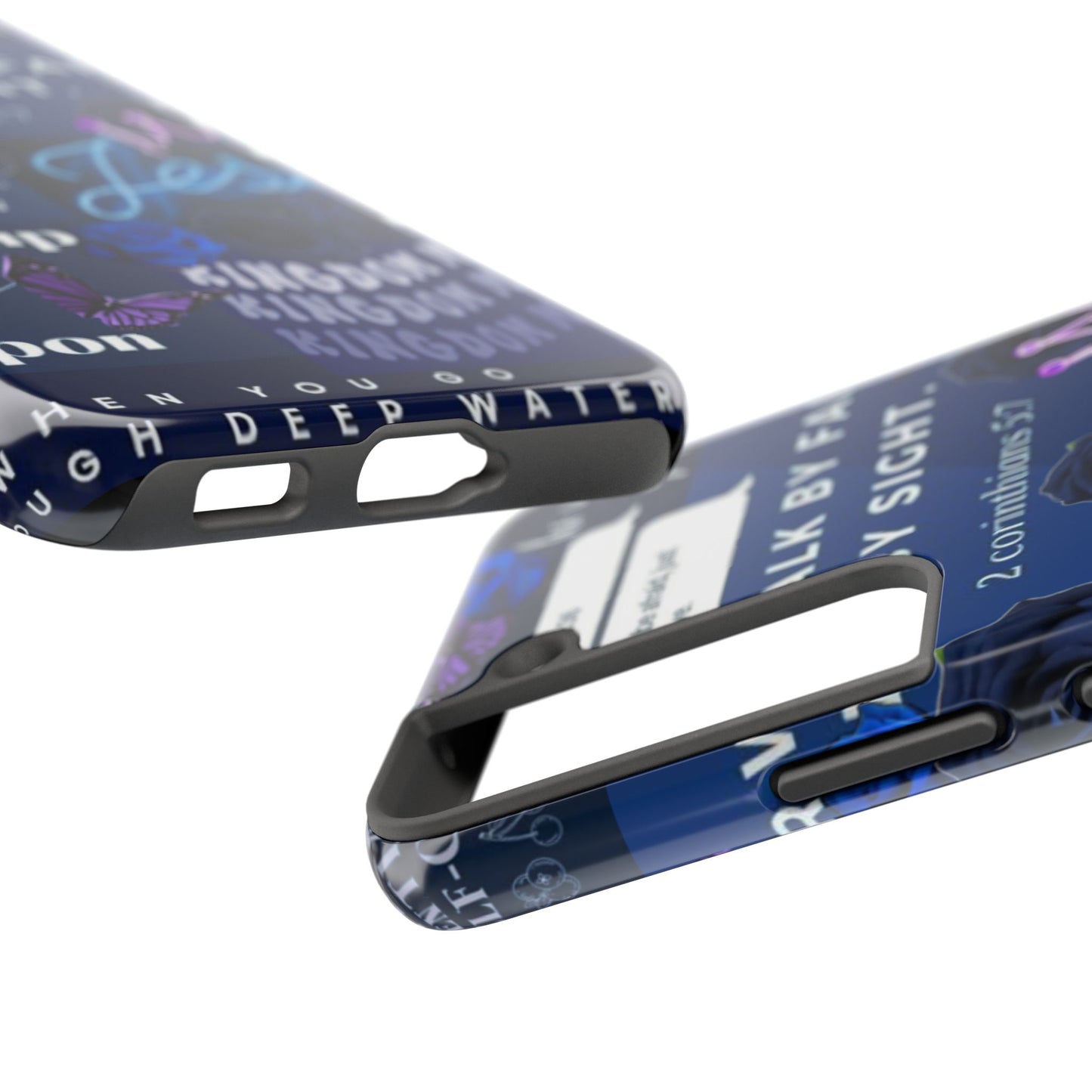 Kingdom mindset phone case deep blue faith & scripture collage