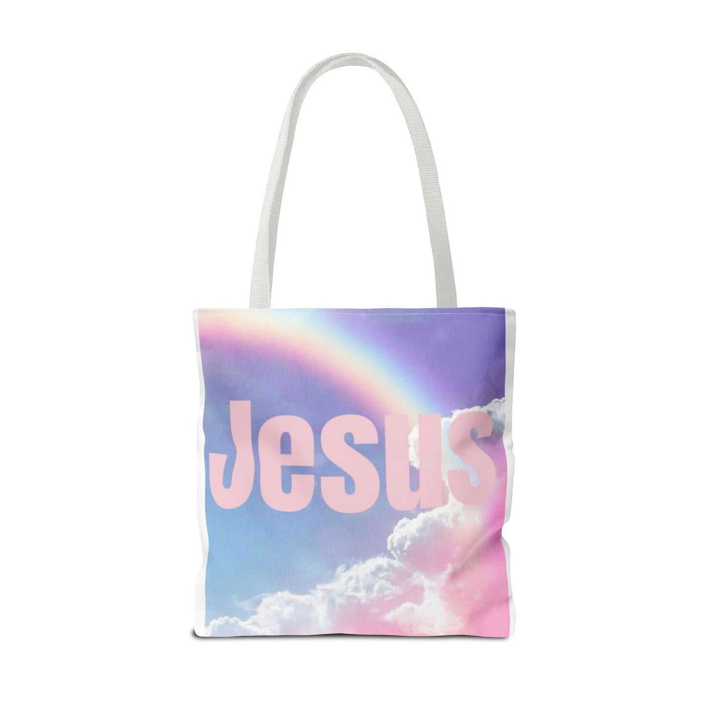 Rainbow Jesus Tote Bag - Inspirational AOP Design