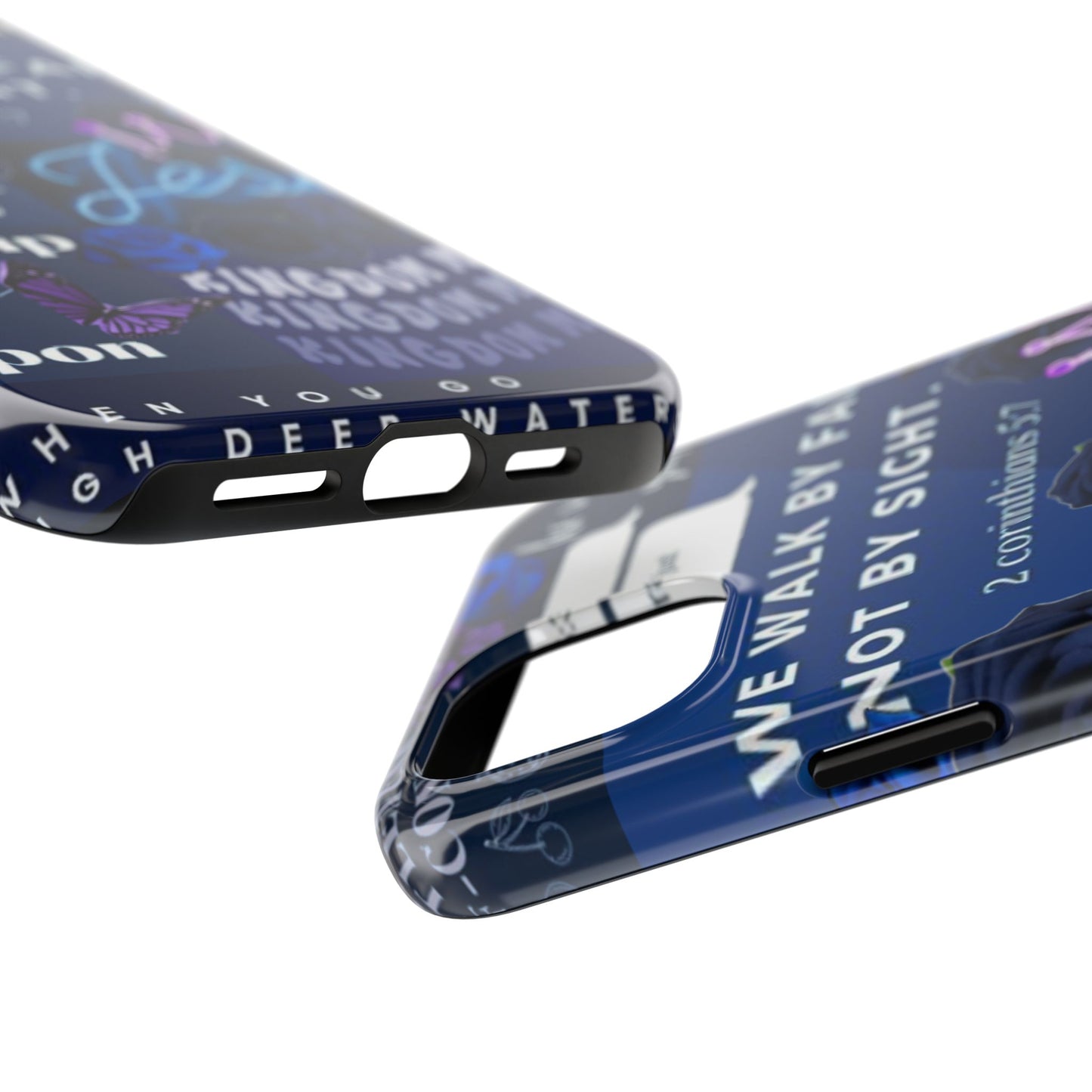 Kingdom mindset phone case deep blue faith & scripture collage