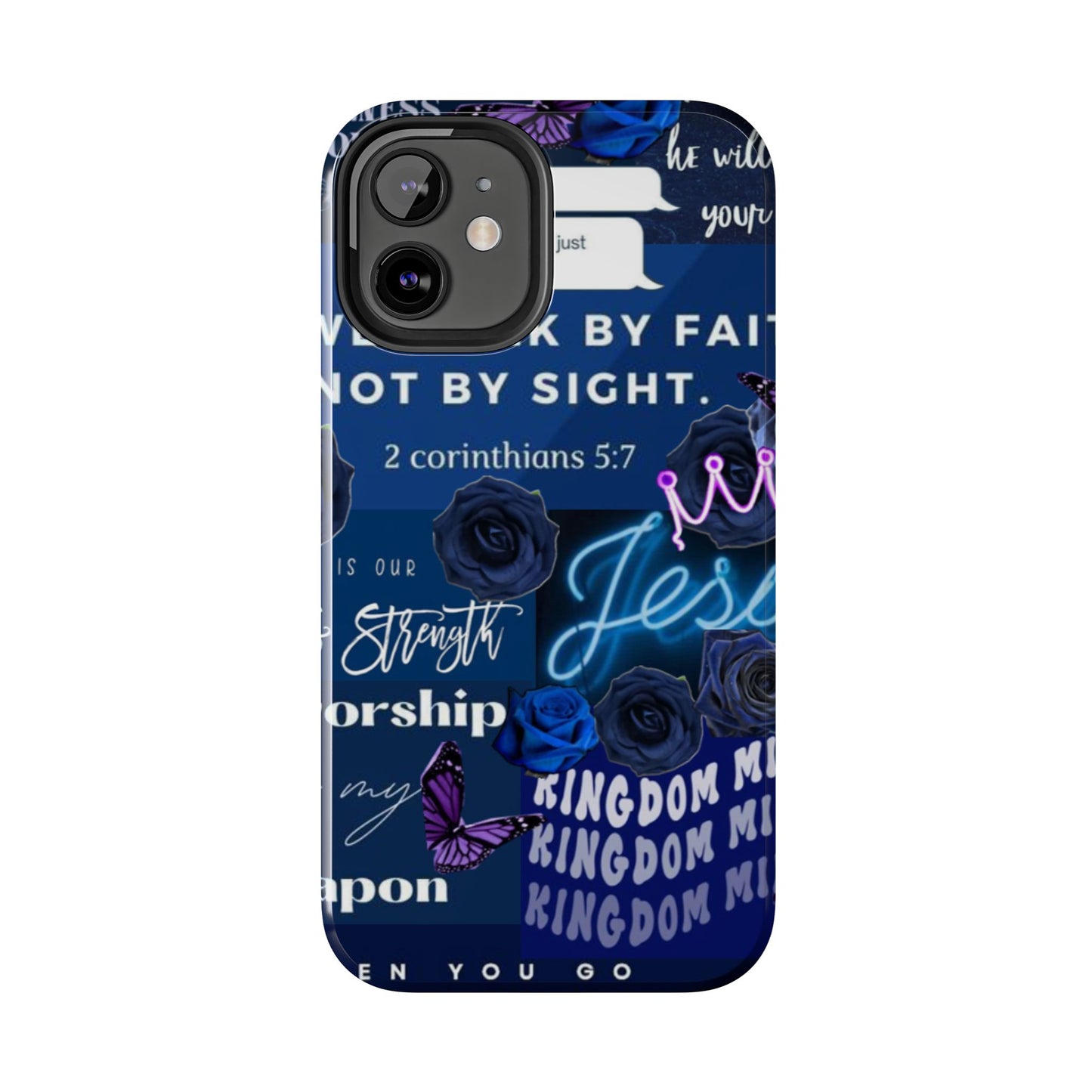 Kingdom mindset phone case deep blue faith & scripture collage