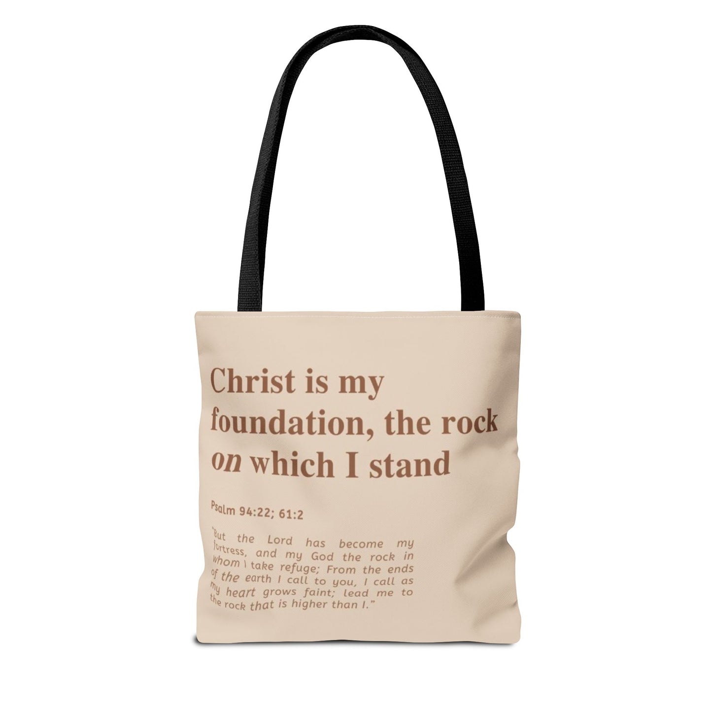 Inspirational Tote Bag | "Christ is My Foundation"