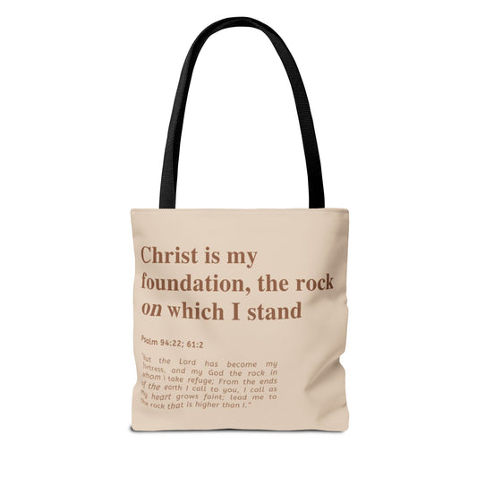 Inspirational Tote Bag | "Christ is My Foundation"