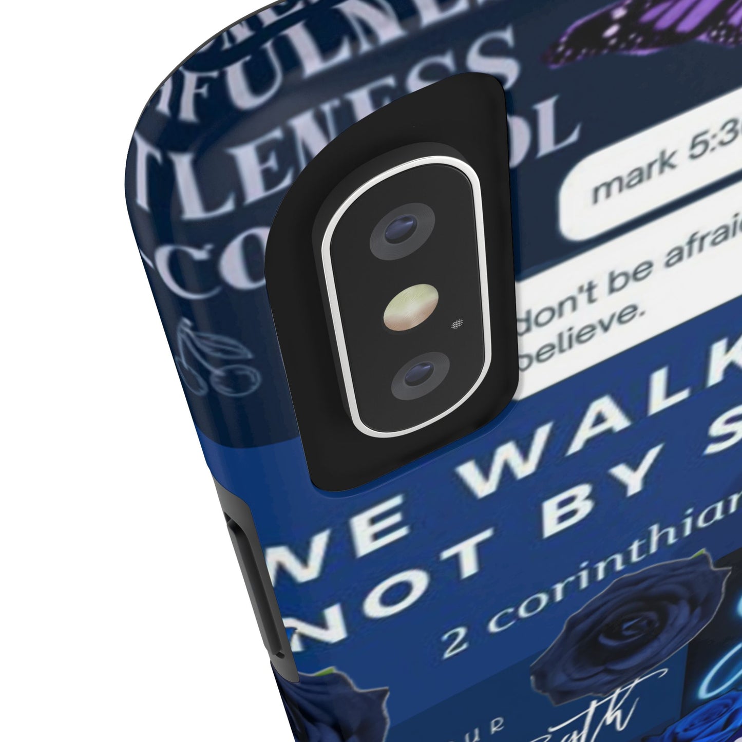Kingdom mindset phone case deep blue faith & scripture collage