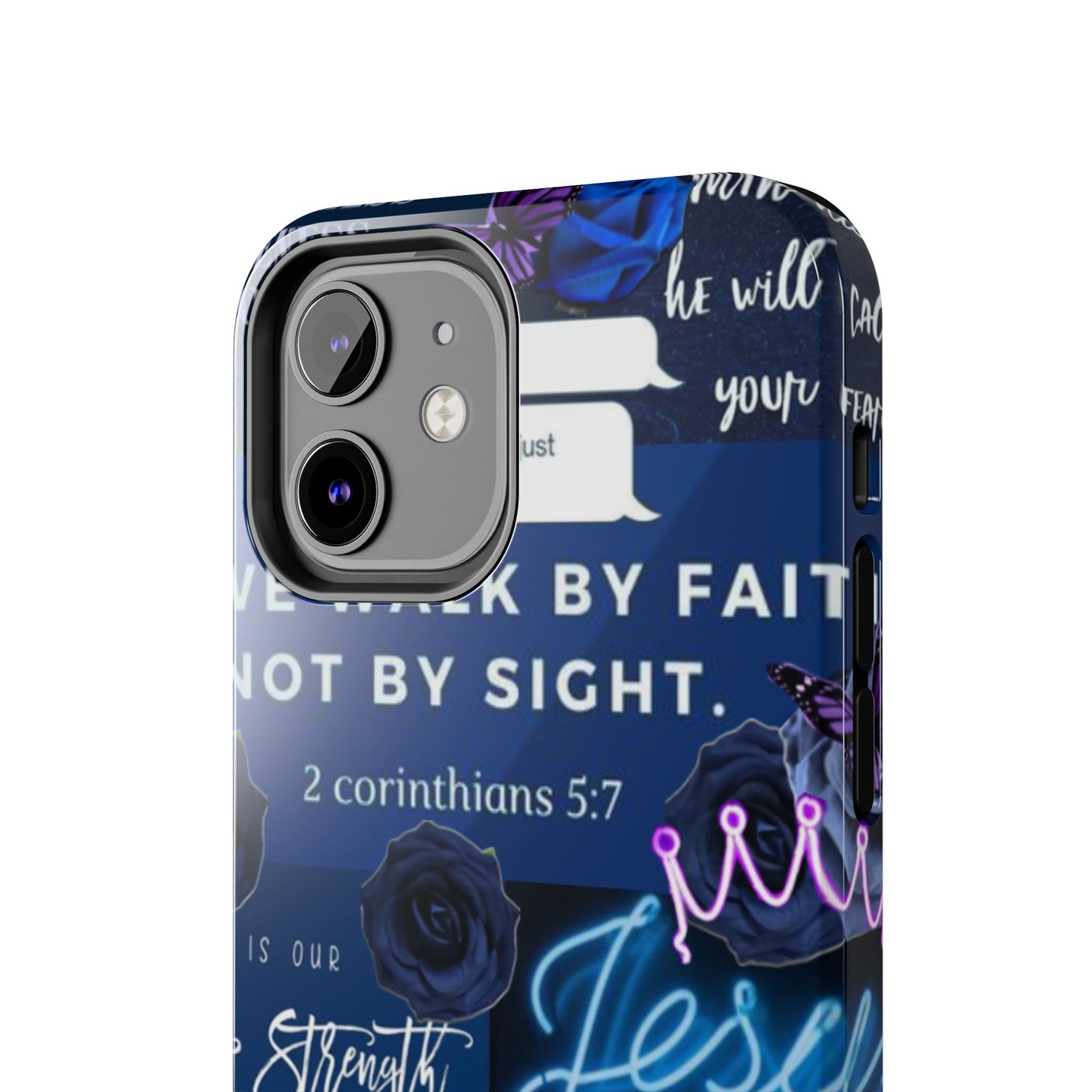 Kingdom mindset phone case deep blue faith & scripture collage