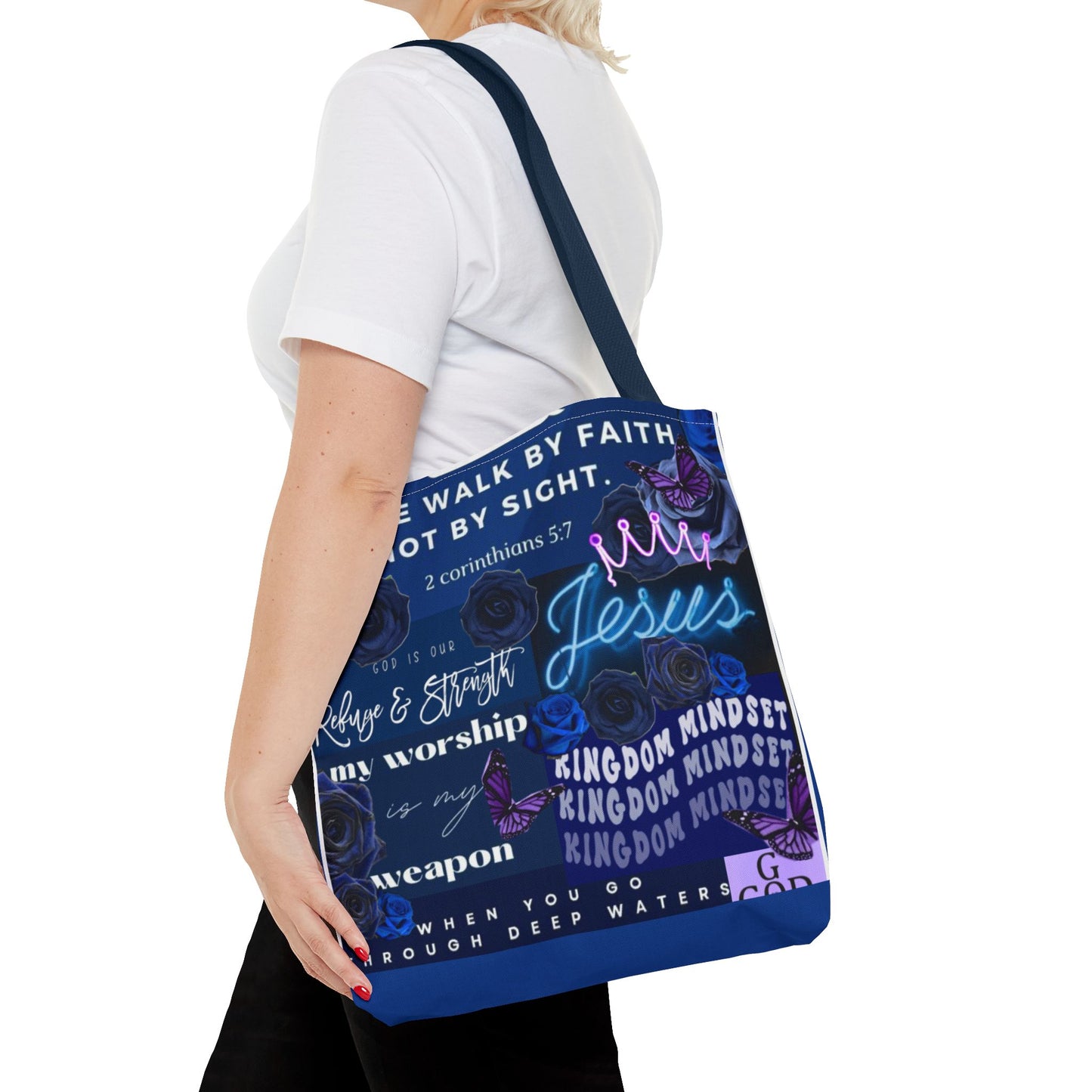 Kingdom mindset tote bold blue faith & scripture bag