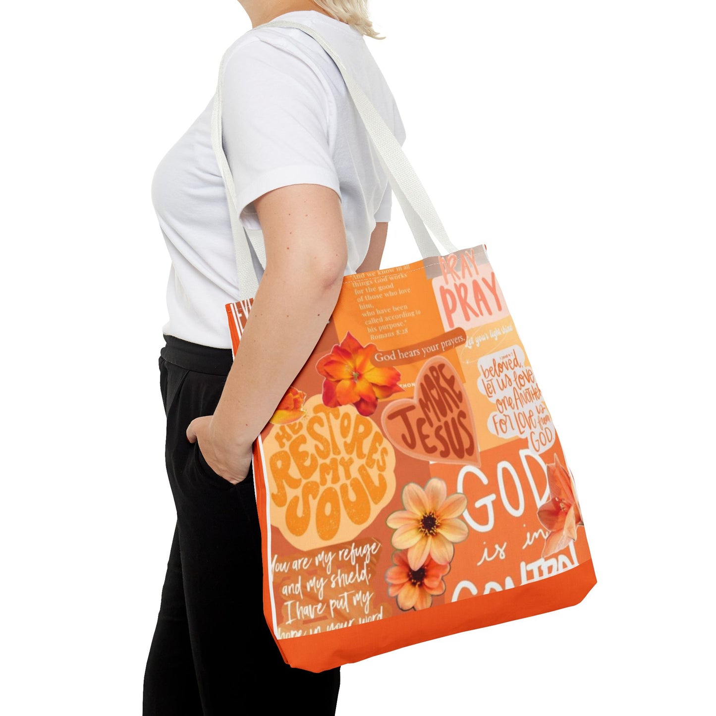 God is in control to bold faith, bright hope tote bag
