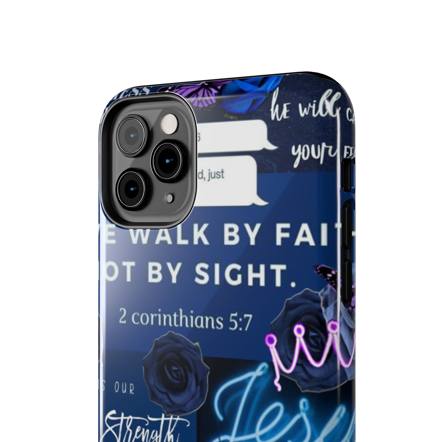 Kingdom mindset phone case deep blue faith & scripture collage