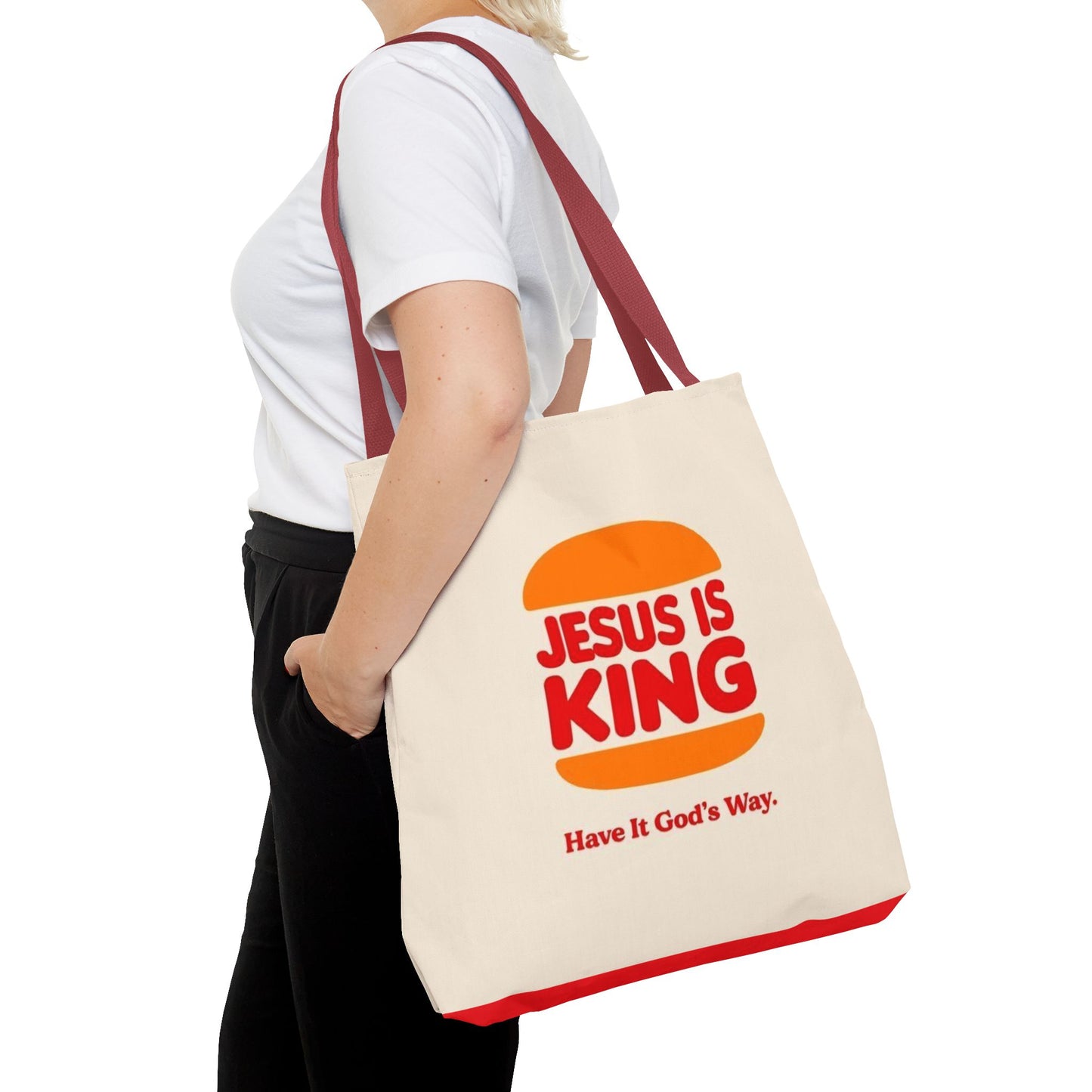 Religious Inspirational Tote Bag - "Jesus is King" with Quote