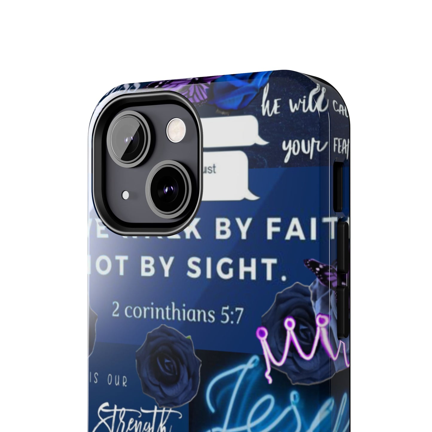 Kingdom mindset phone case deep blue faith & scripture collage