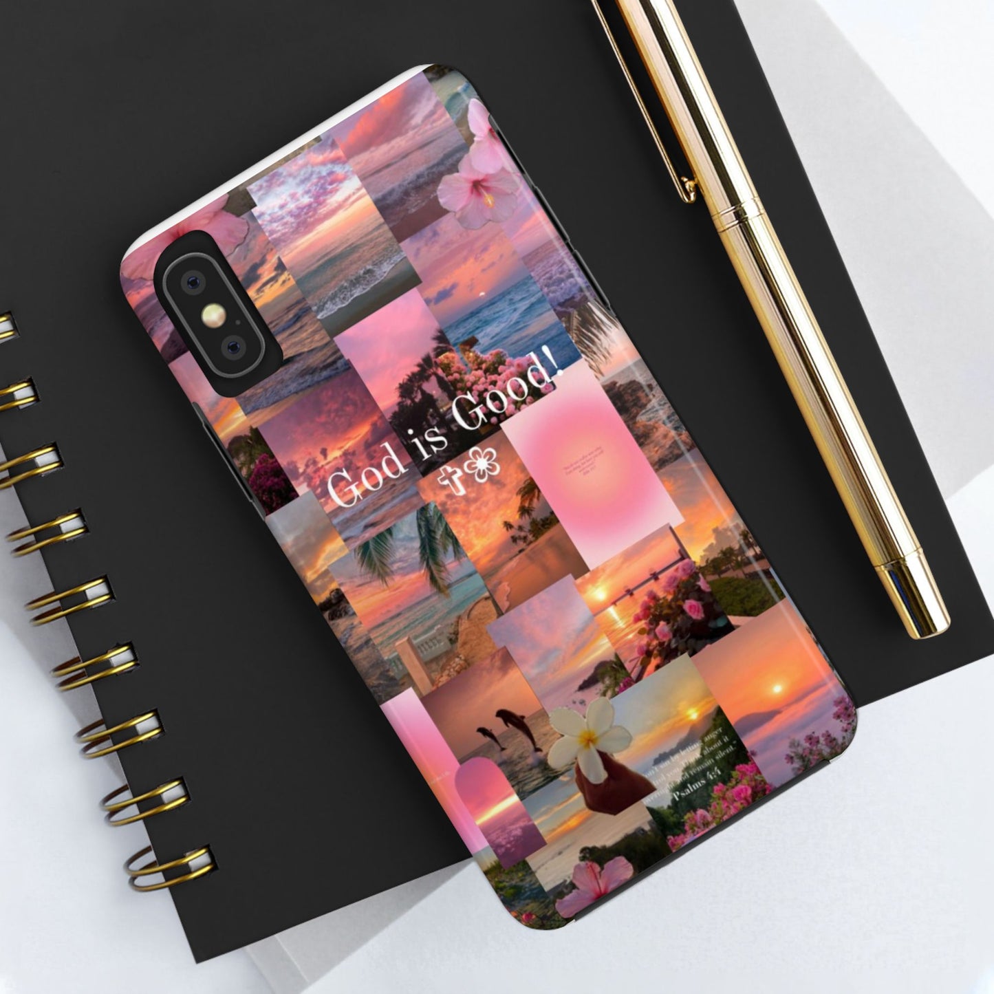 God is good phone case, peace, praise, and tropical faith