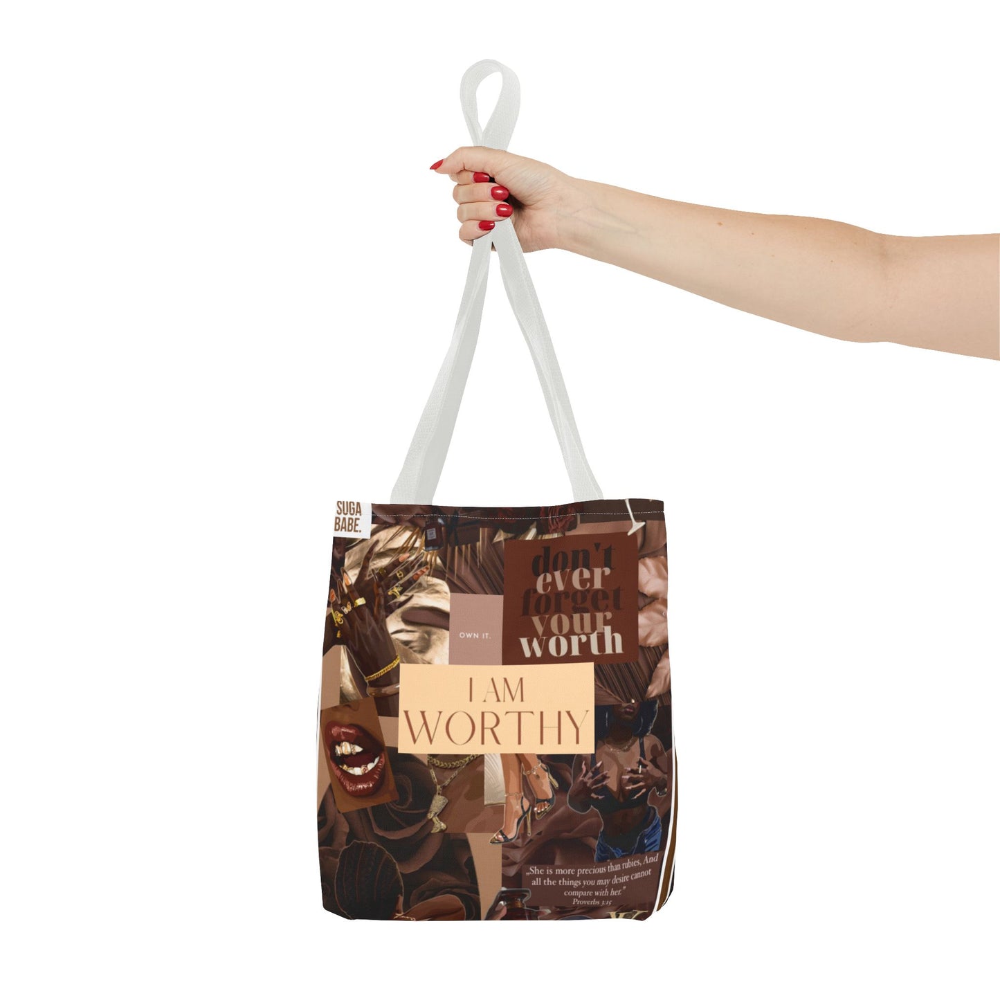 Empowering Tote Bag - 'I Am Worthy' Inspirational Design