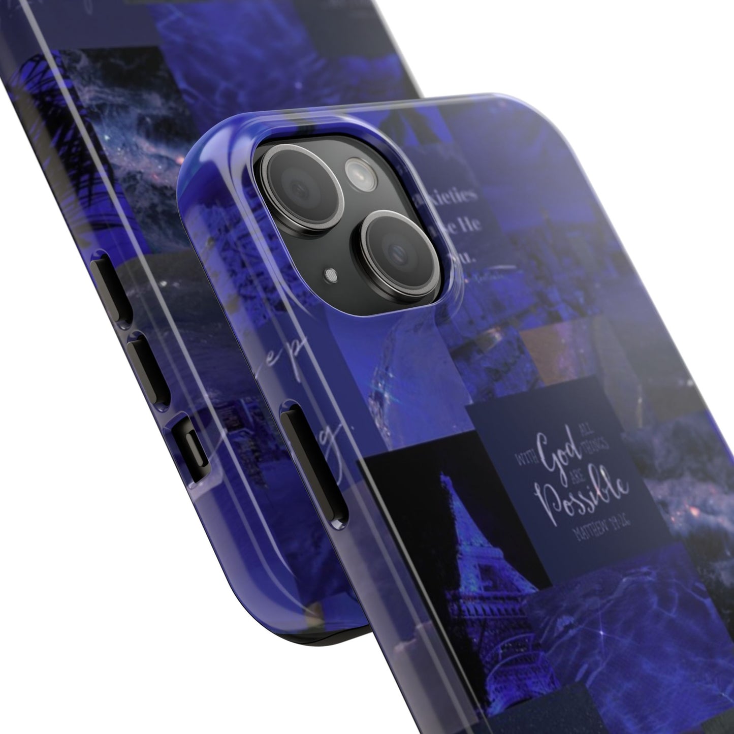 Deep blue faith, phone case with God, all things are possible
