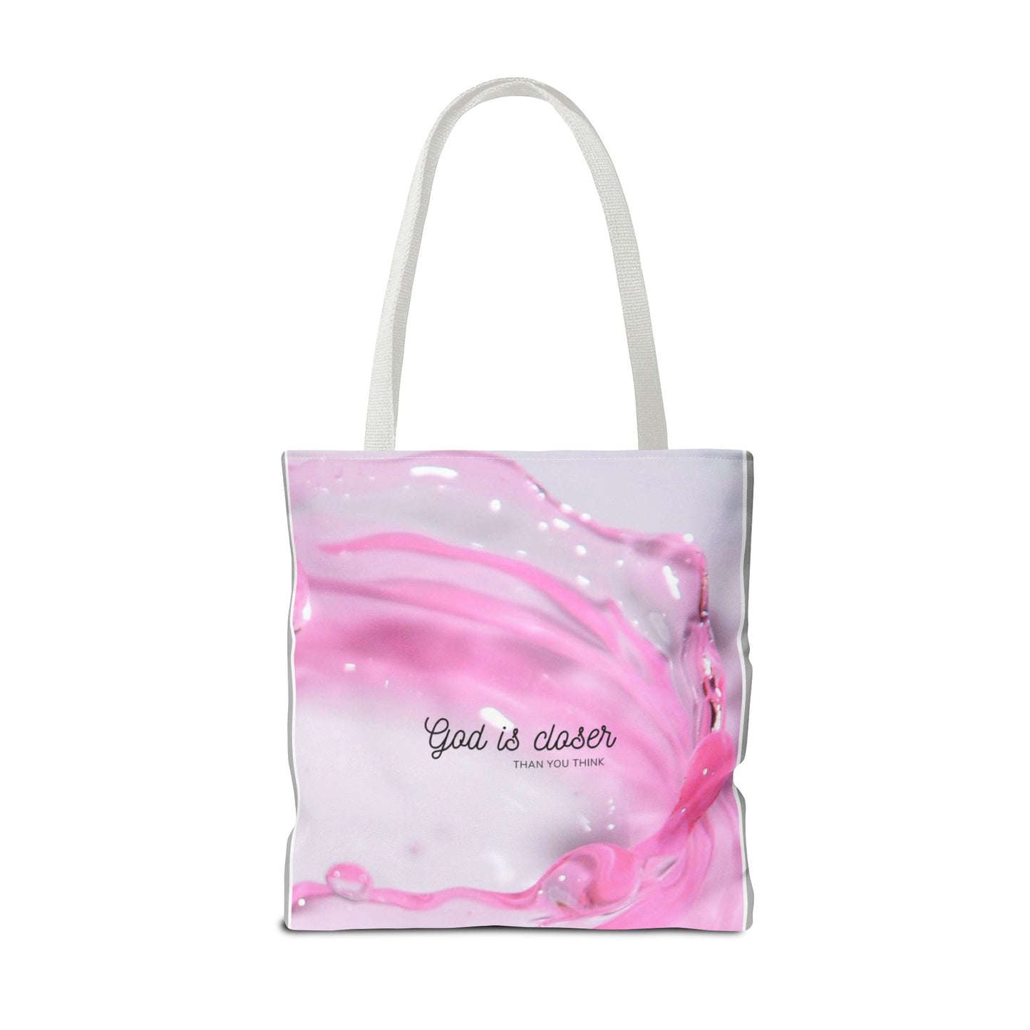 Inspirational Tote Bag - "God is Closer" - AOP Design