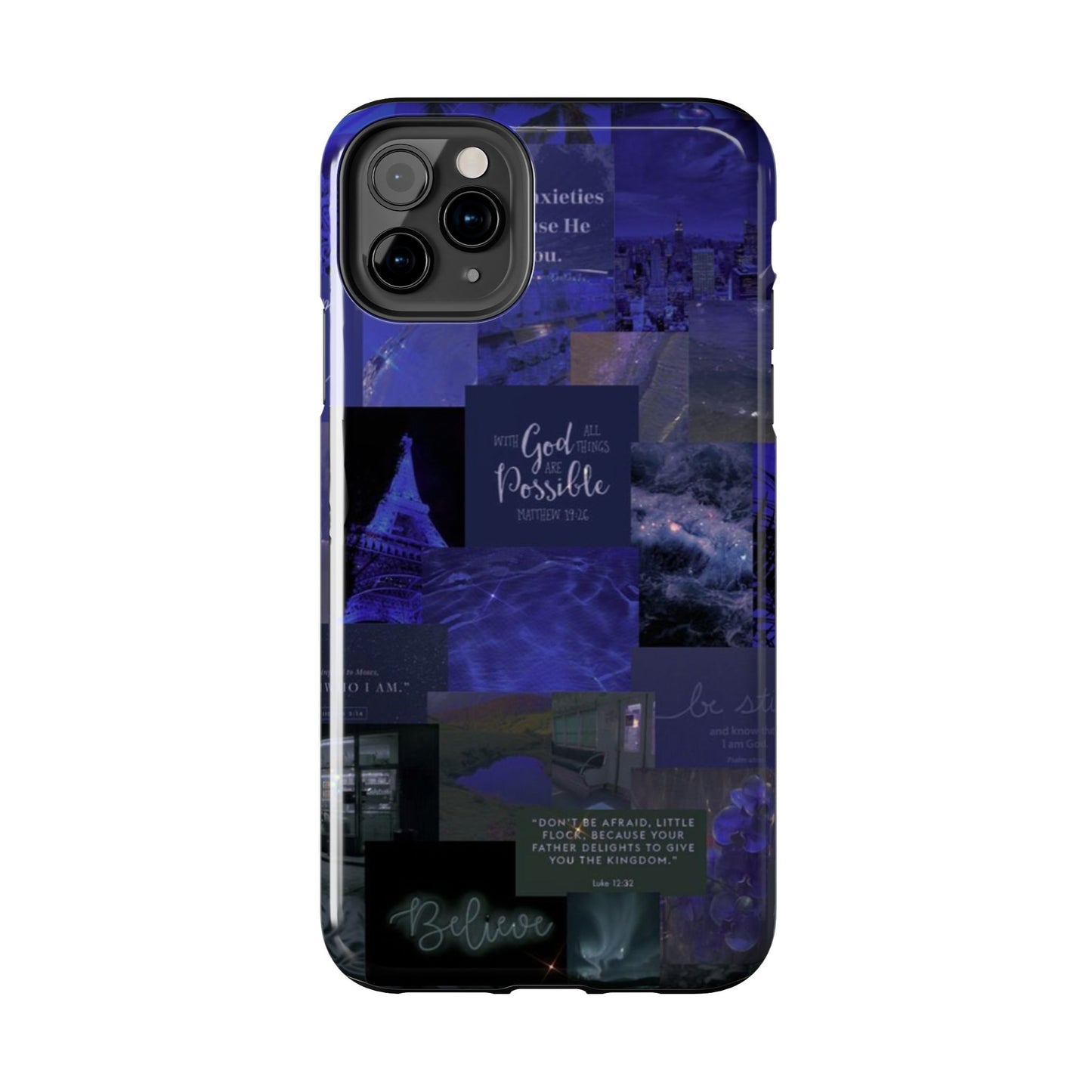 Deep blue faith, phone case with God, all things are possible
