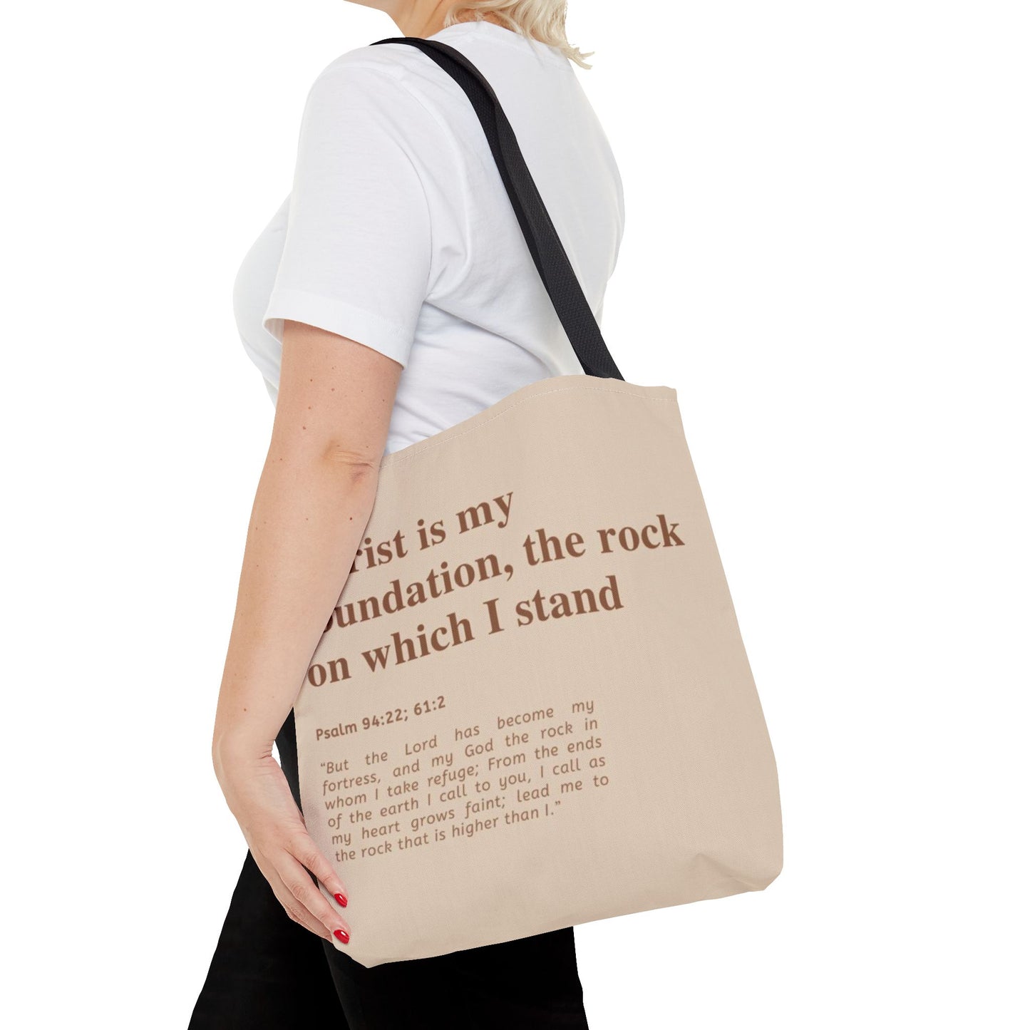 Inspirational Tote Bag | "Christ is My Foundation"