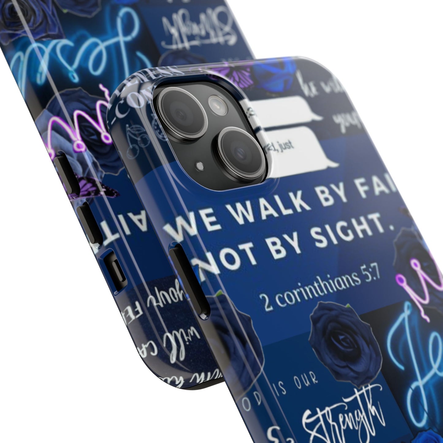 Kingdom mindset phone case deep blue faith & scripture collage