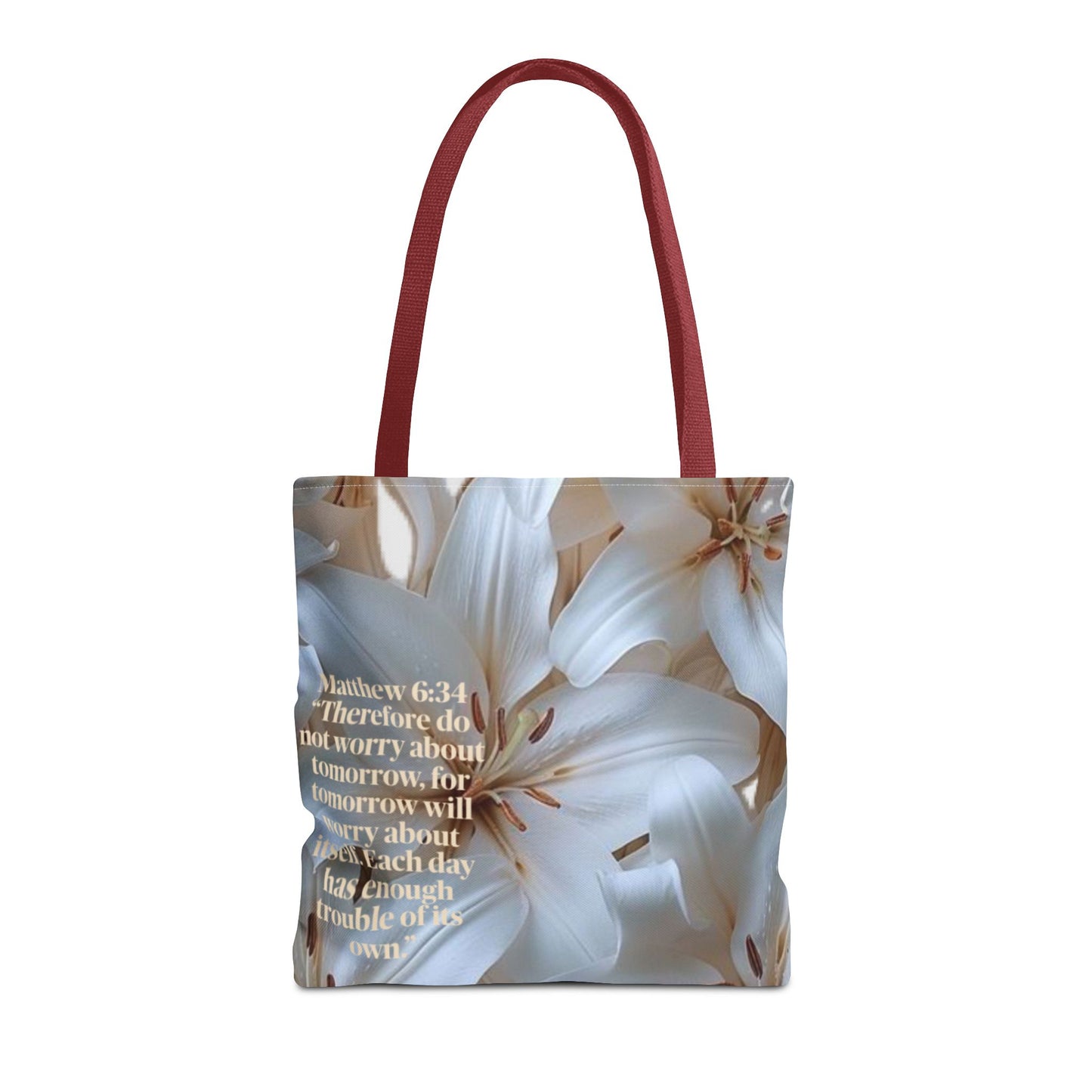 Don’t worry floral Tote Bag (Matthew 6:34)
