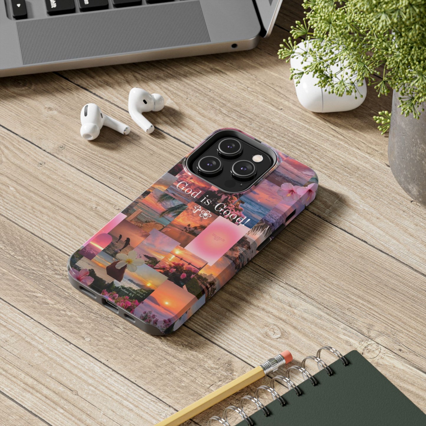 God is good phone case, peace, praise, and tropical faith