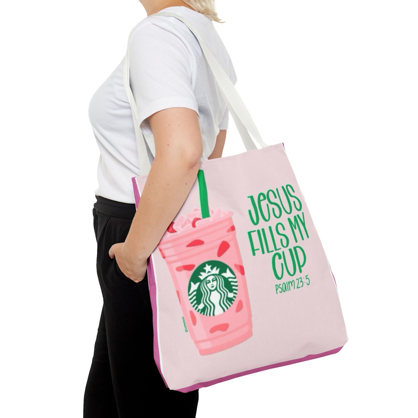 Inspirational Tote Bag - "Jesus Fills My Cup"