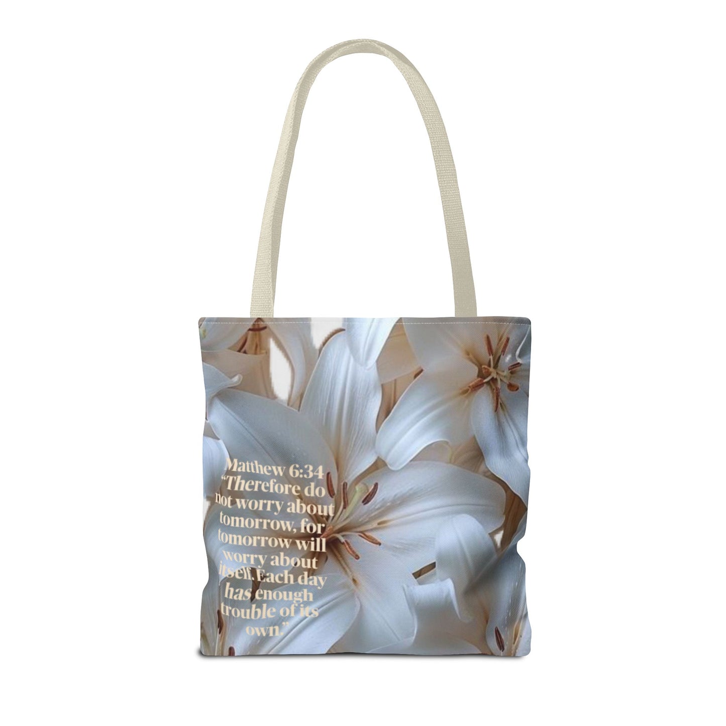 Don’t worry floral Tote Bag (Matthew 6:34)
