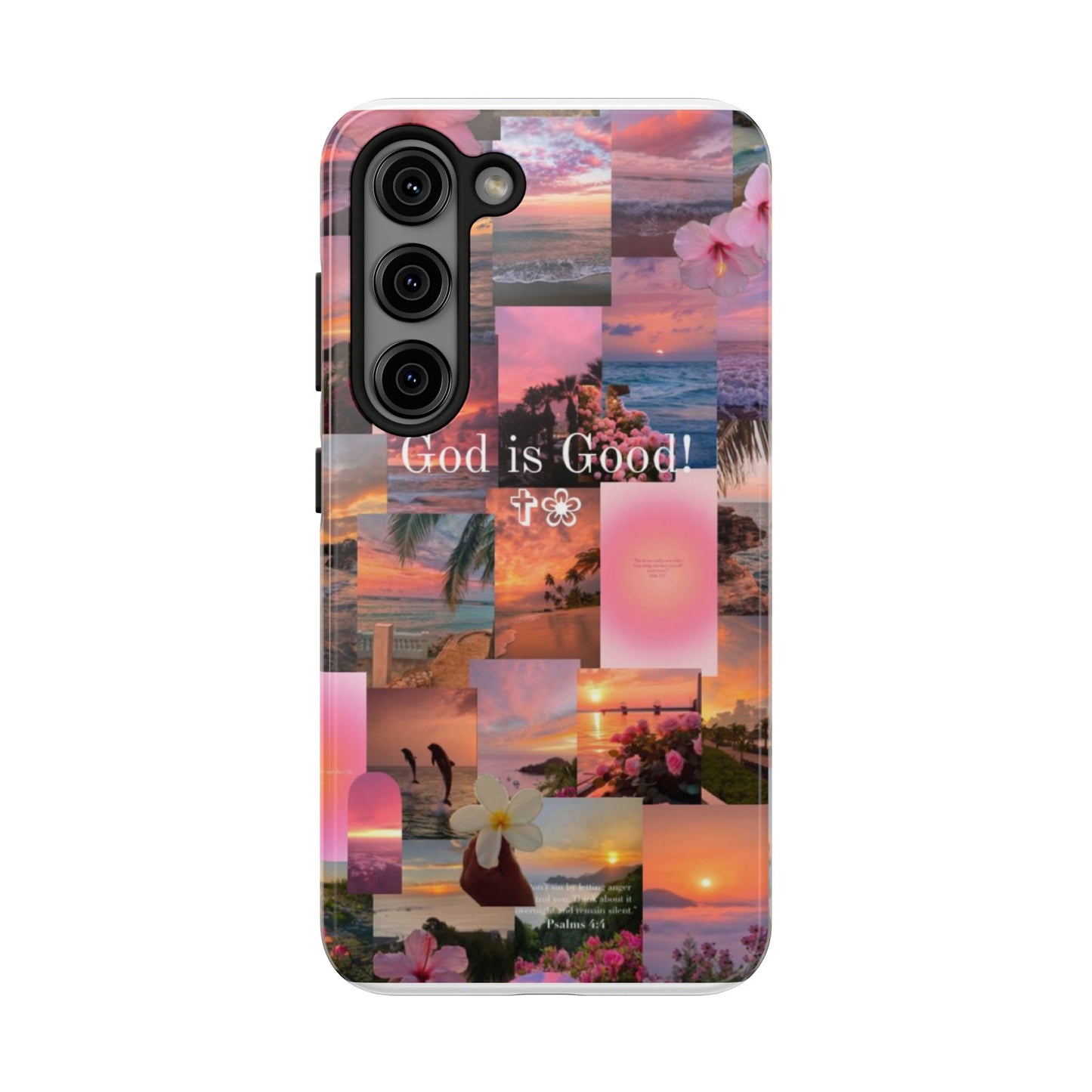 God is good phone case, peace, praise, and tropical faith