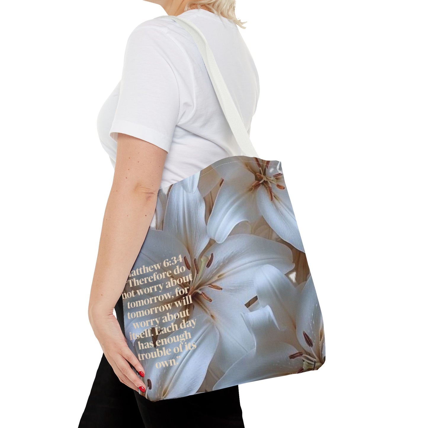 Don’t worry floral Tote Bag (Matthew 6:34)