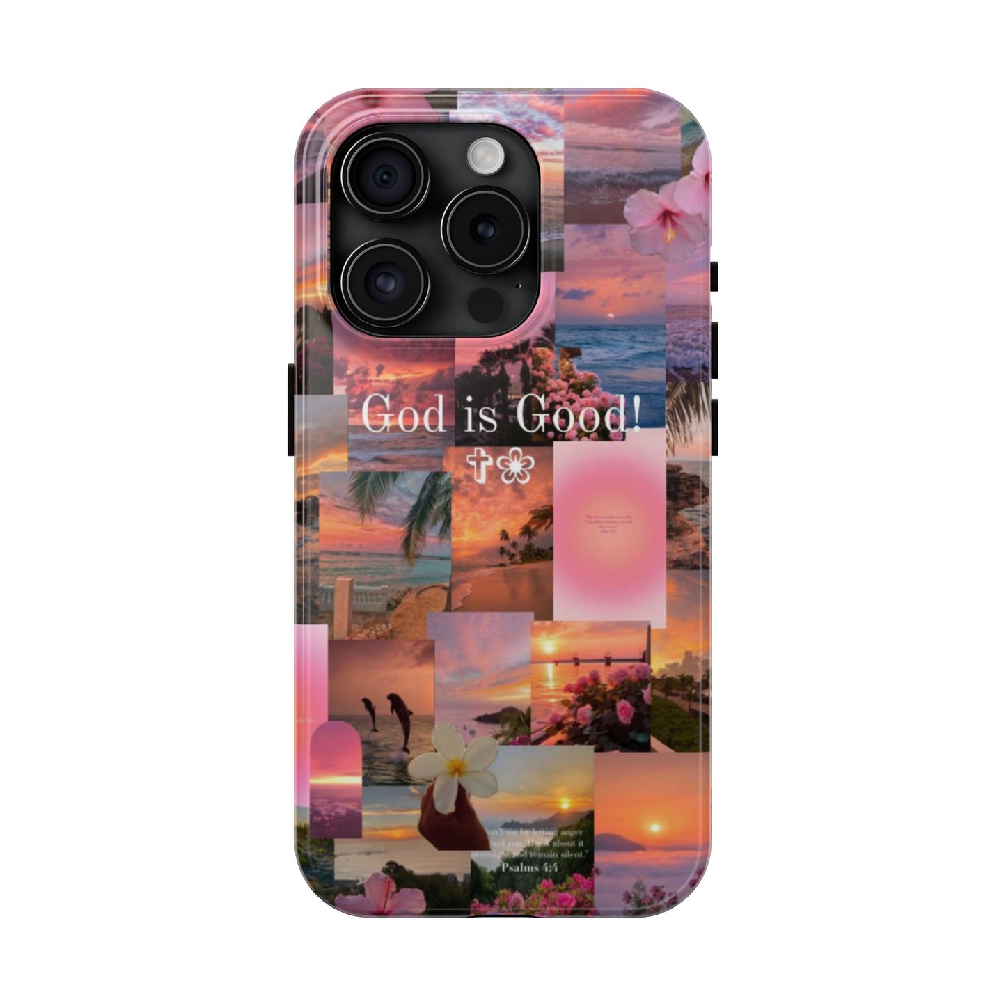 God is good phone case, peace, praise, and tropical faith
