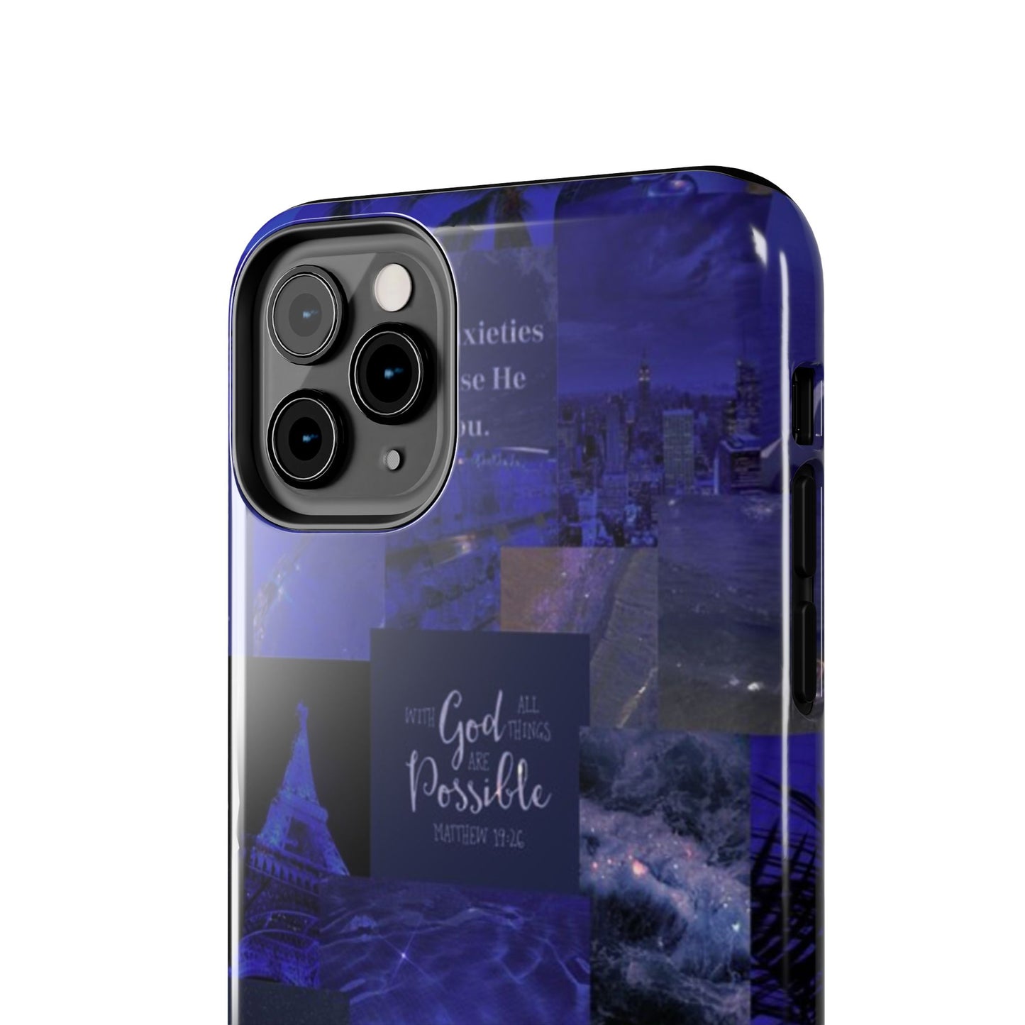 Deep blue faith, phone case with God, all things are possible