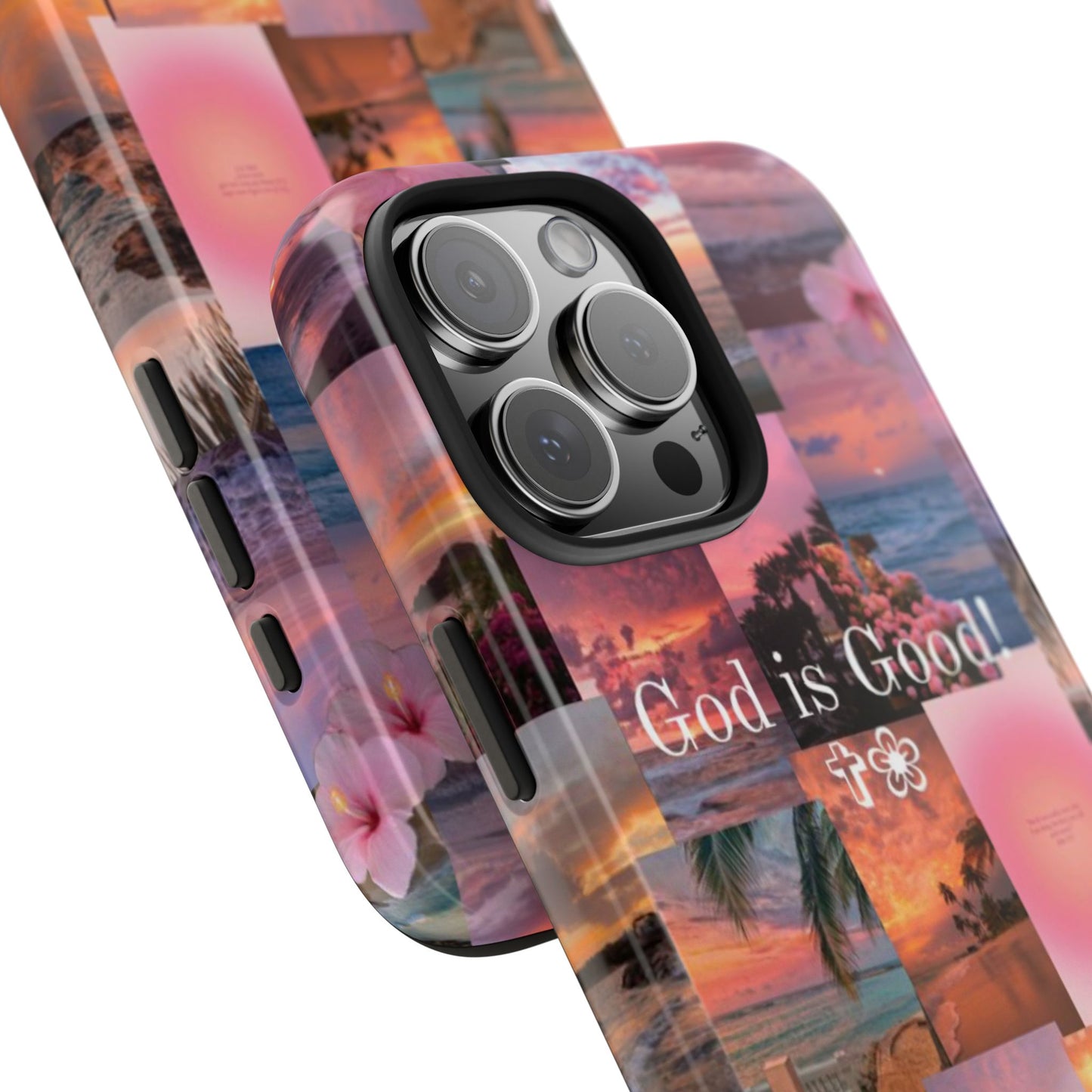 God is good phone case, peace, praise, and tropical faith