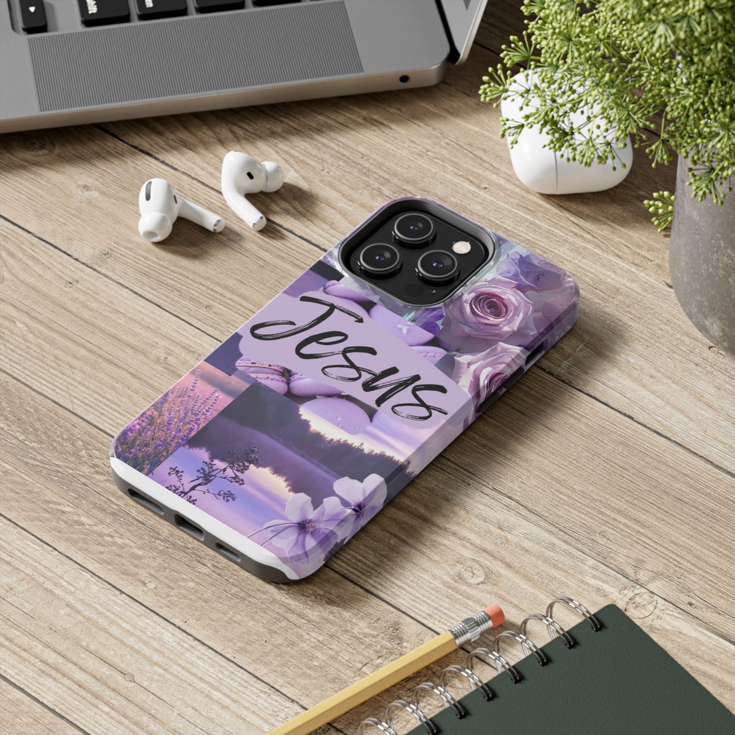 Jesus first phone case lavender floral faith design