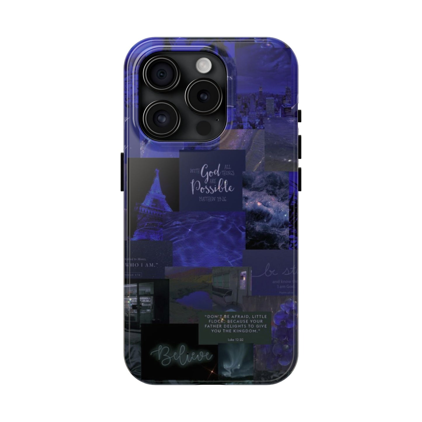 Deep blue faith, phone case with God, all things are possible