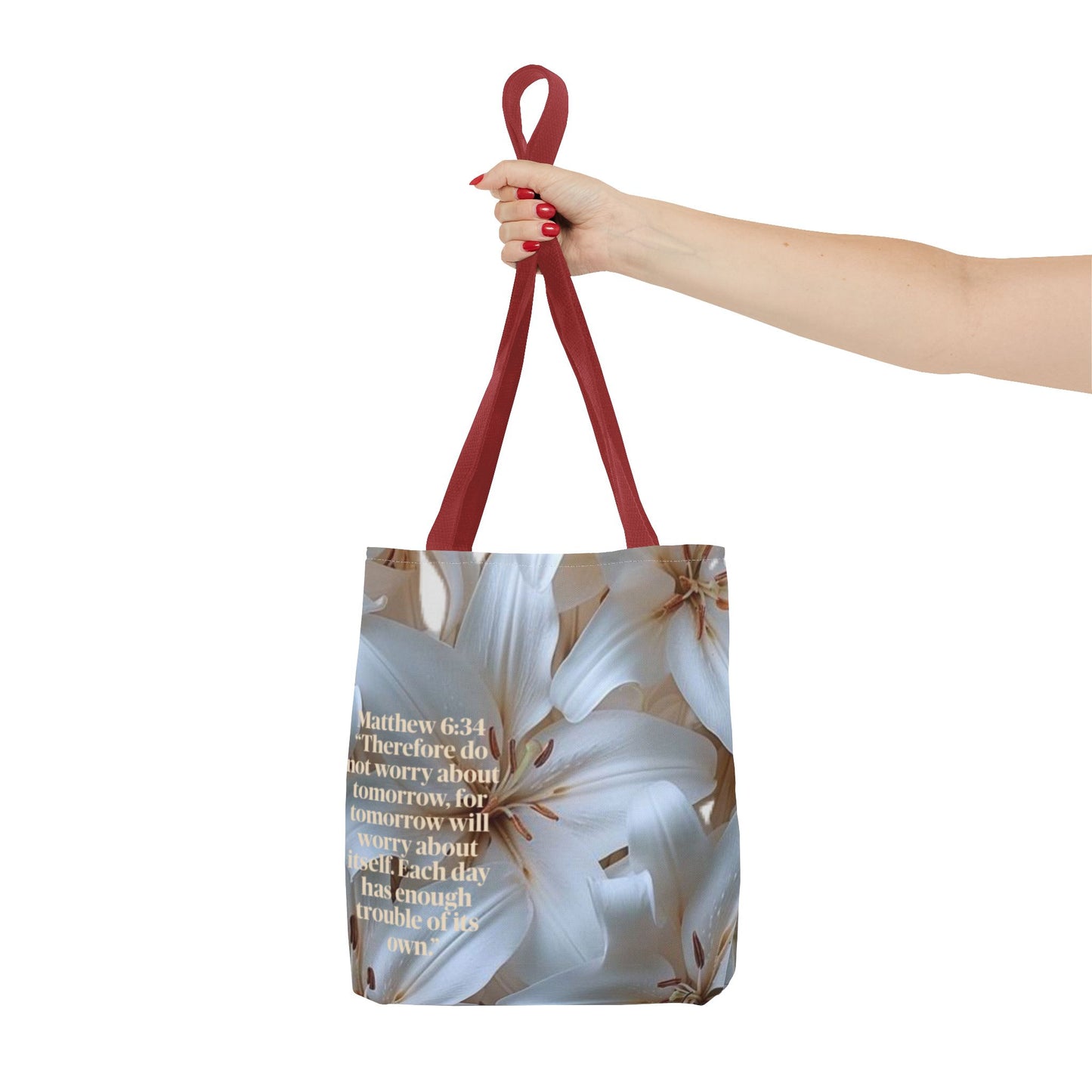 Don’t worry floral Tote Bag (Matthew 6:34)