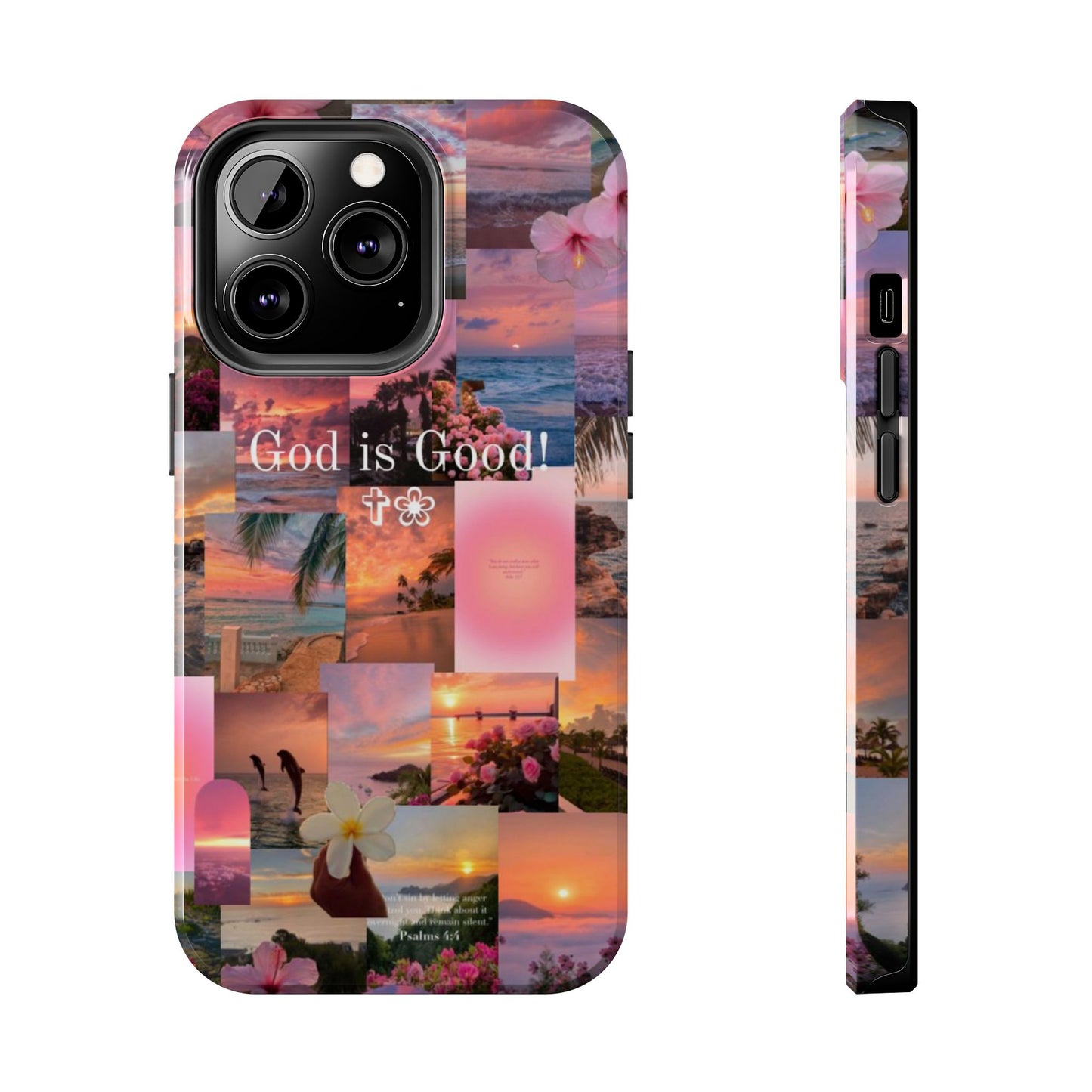 God is good phone case, peace, praise, and tropical faith