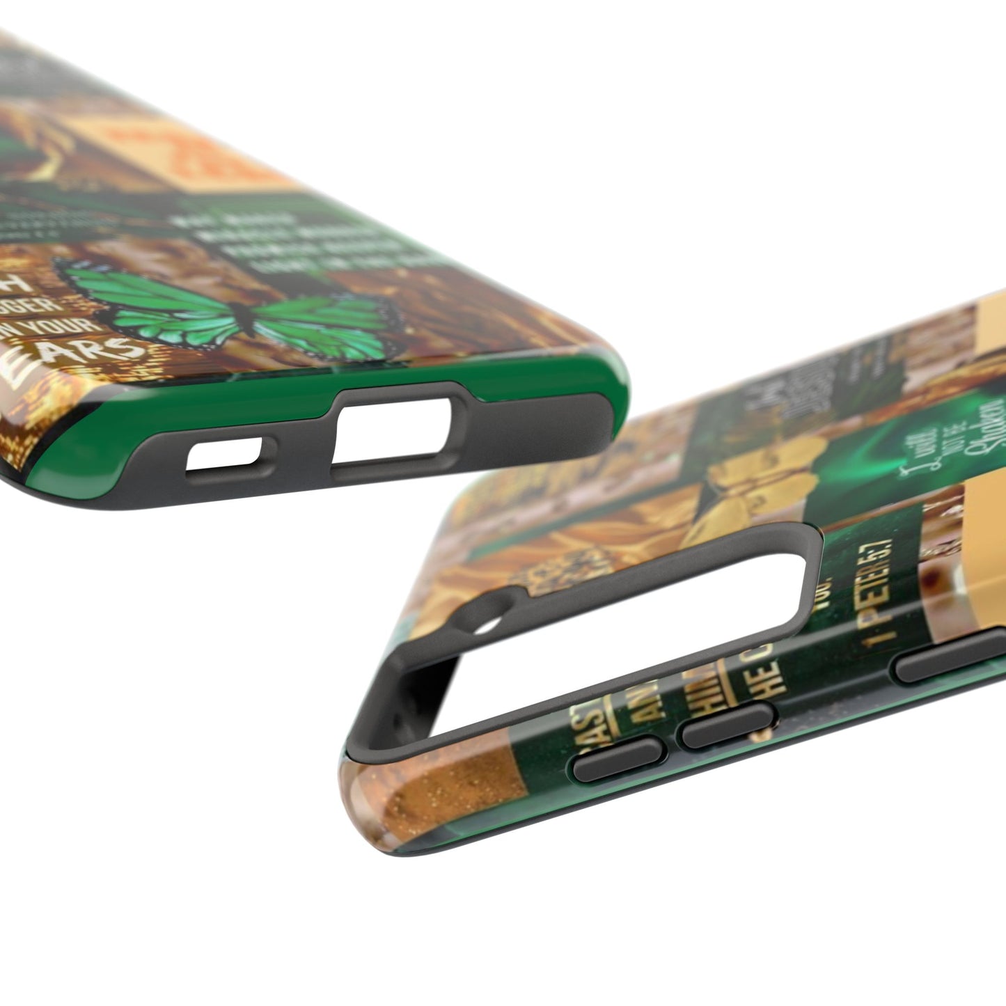 Trust in the lord Phone Case green and gold scripture collage