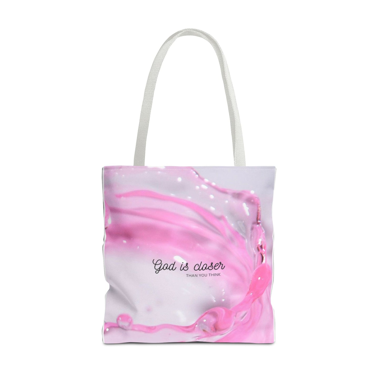 Inspirational Tote Bag - "God is Closer" - AOP Design