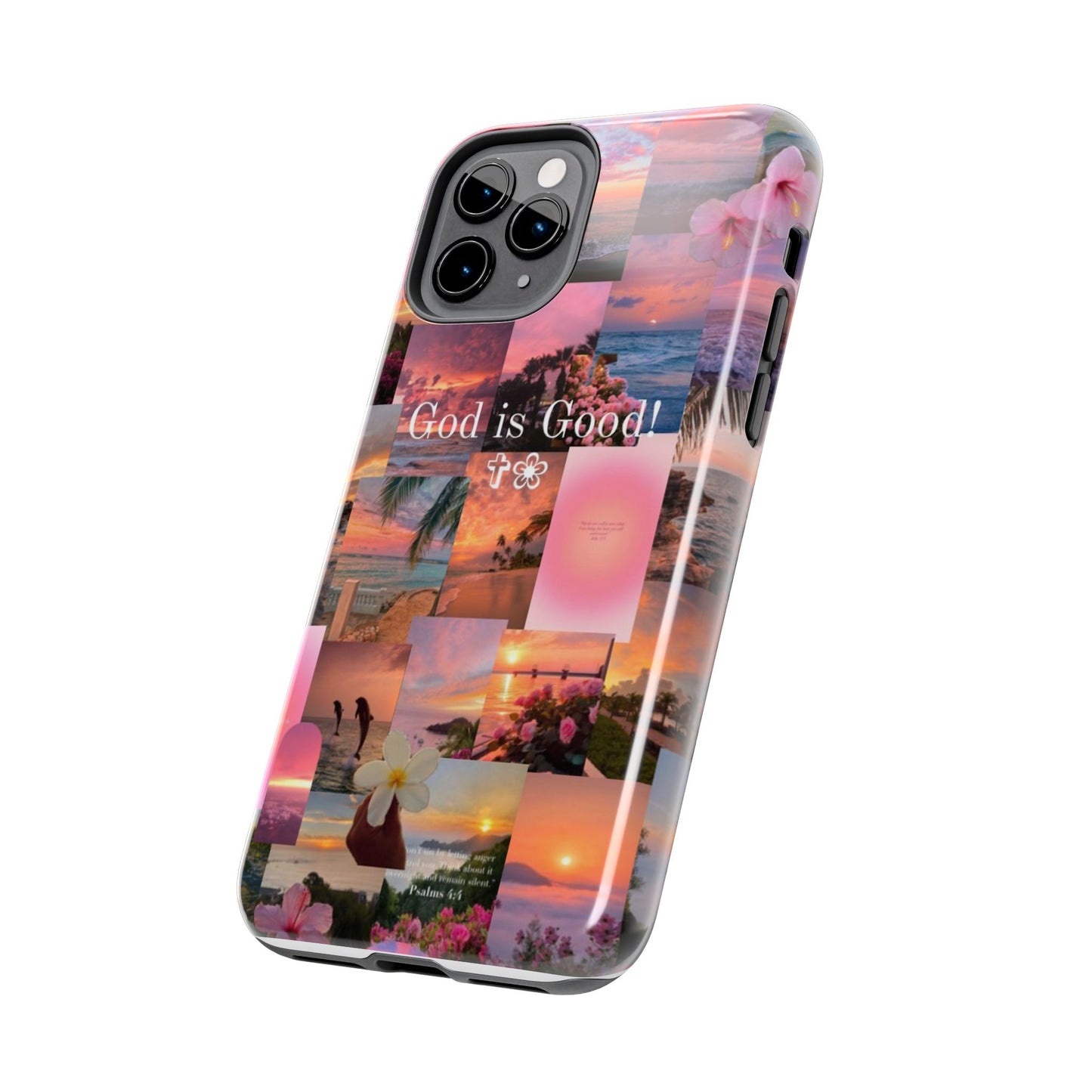 God is good phone case, peace, praise, and tropical faith