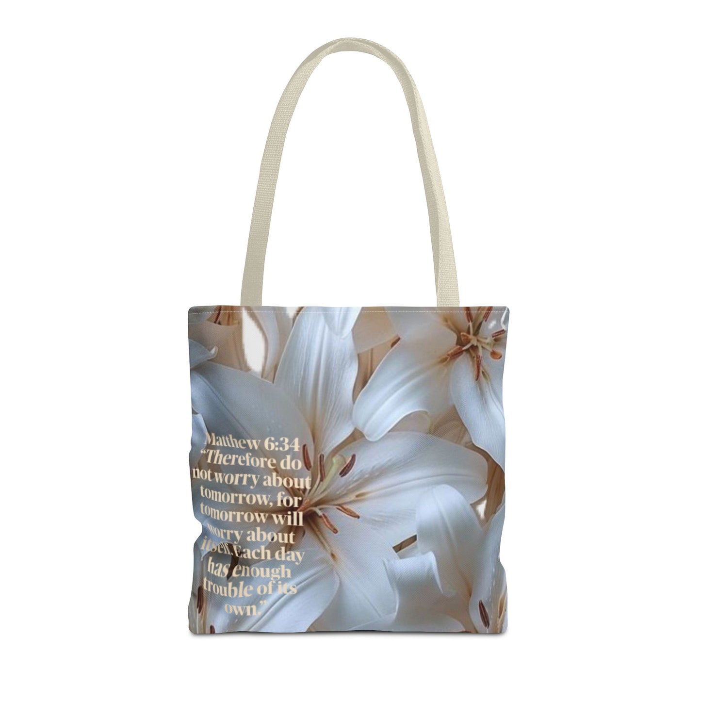 Don’t worry floral Tote Bag (Matthew 6:34)