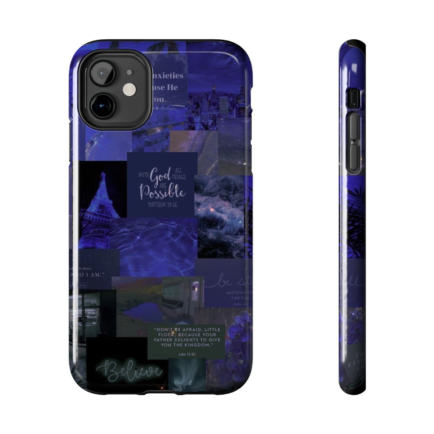 Deep blue faith, phone case with God, all things are possible