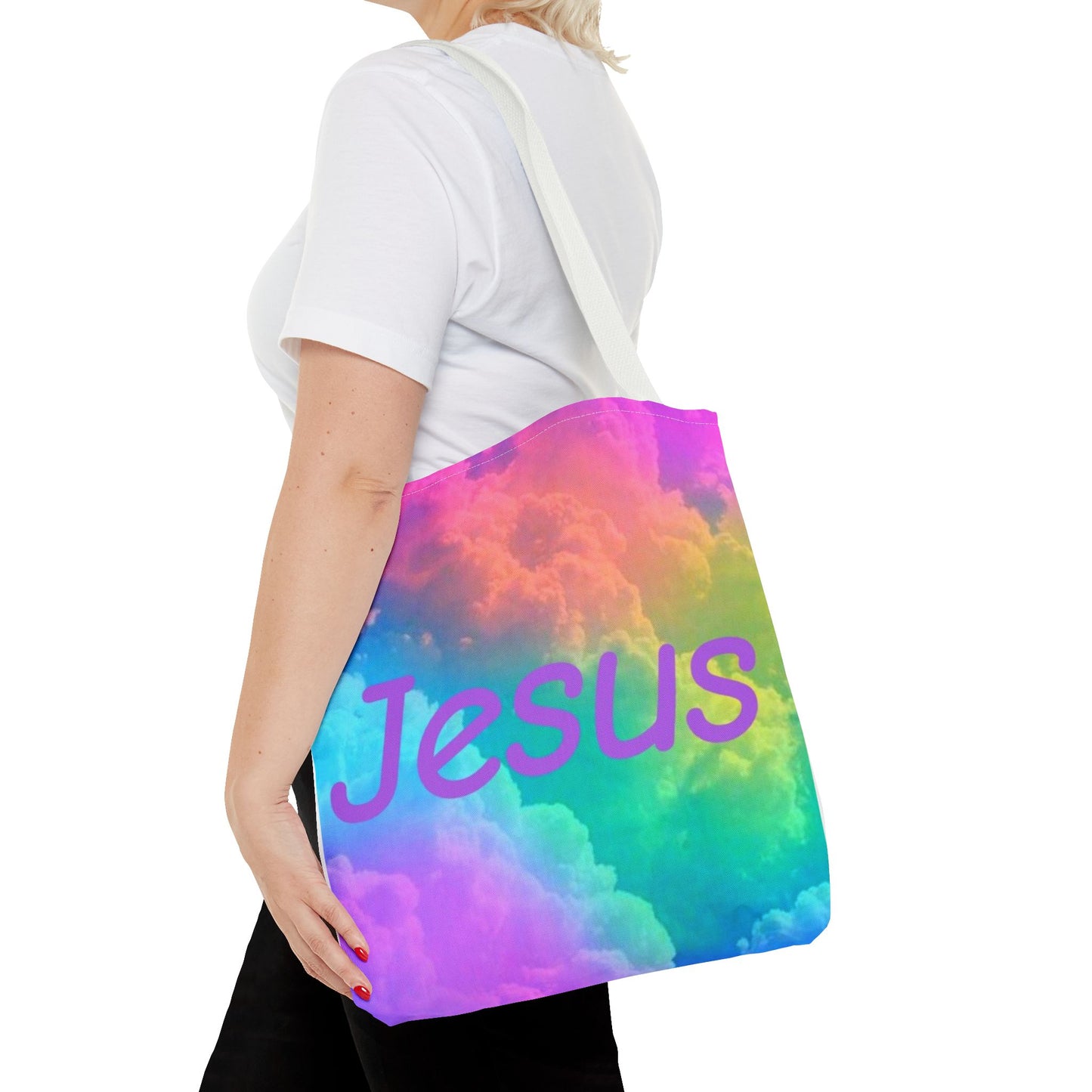 Colorful Jesus Tote Bag – Vibrant AOP Design for Faith and Everyday Use