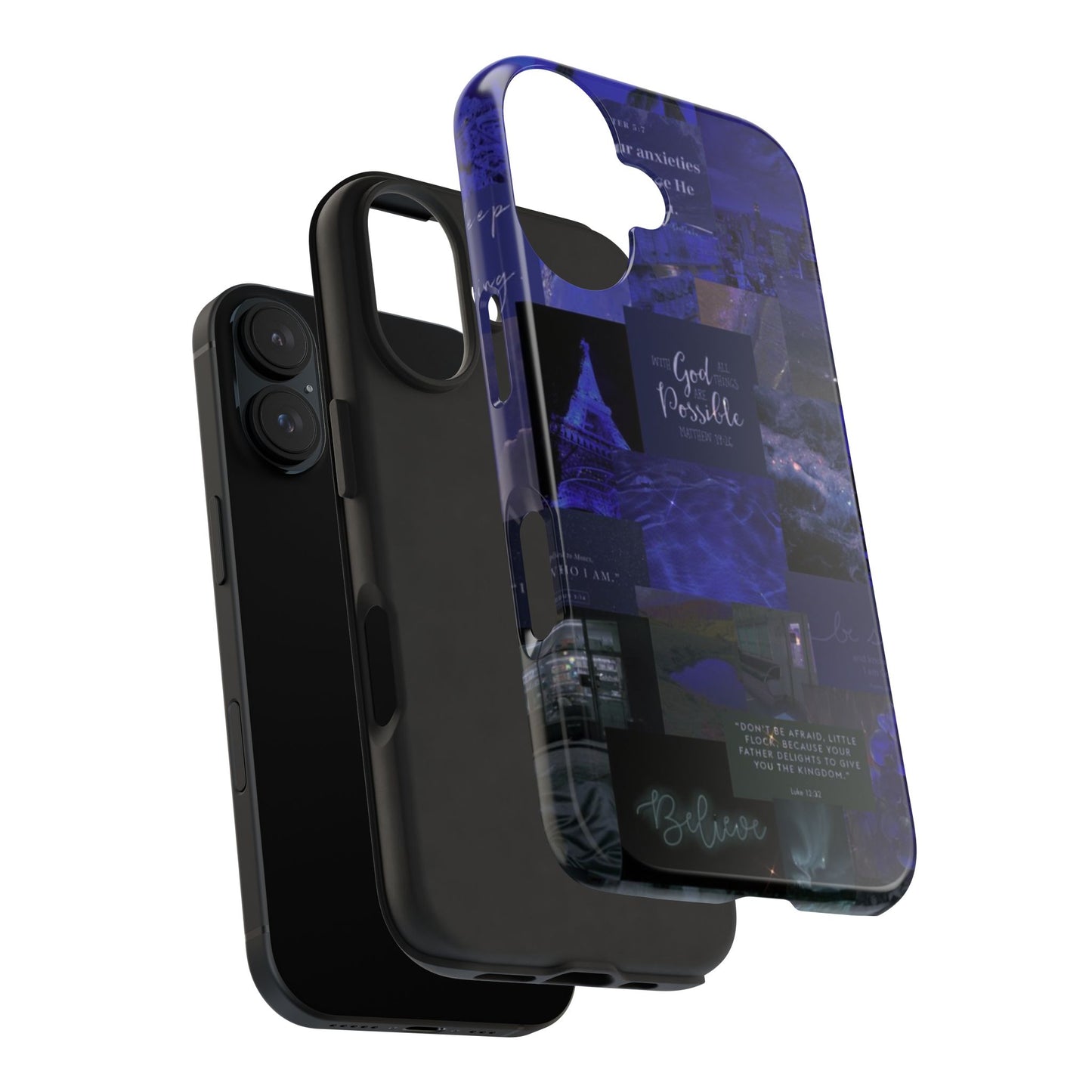 Deep blue faith, phone case with God, all things are possible