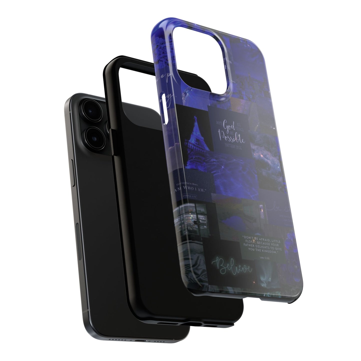 Deep blue faith, phone case with God, all things are possible