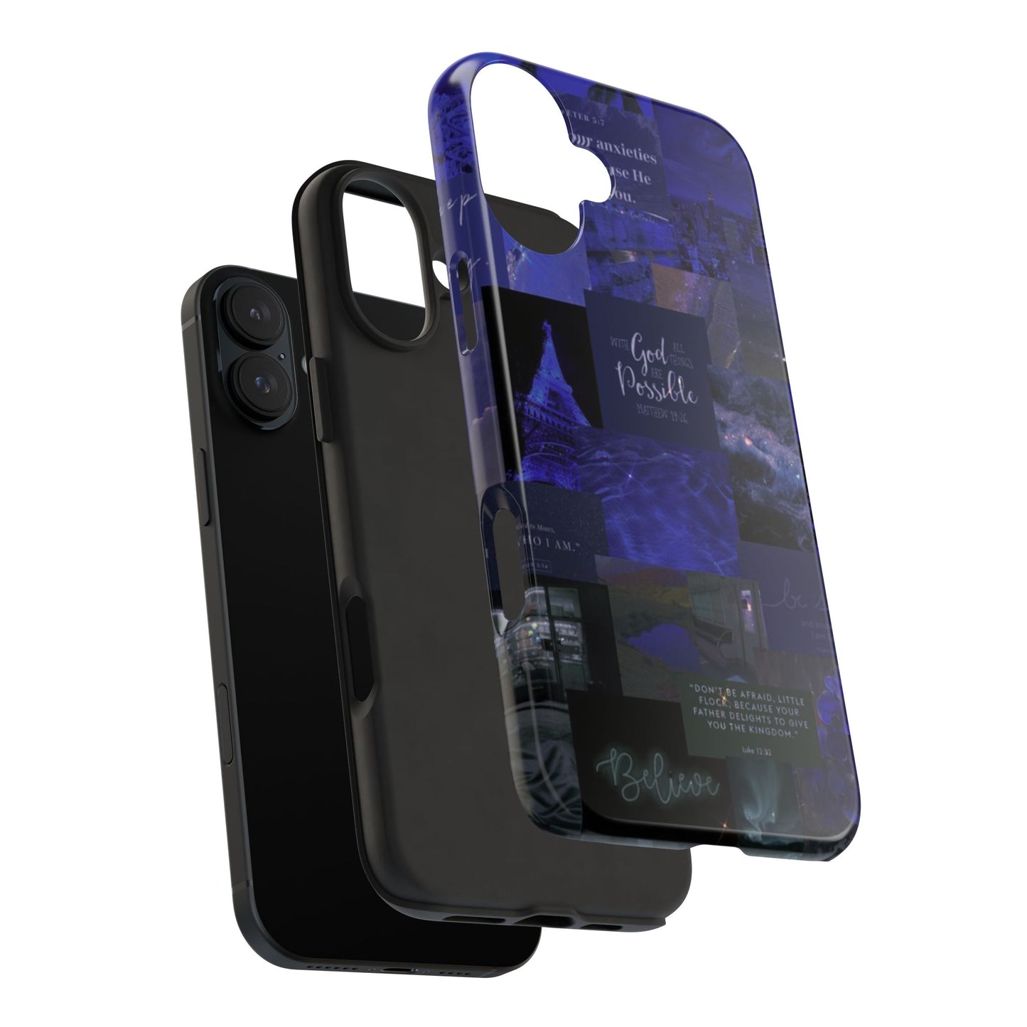 Deep blue faith, phone case with God, all things are possible