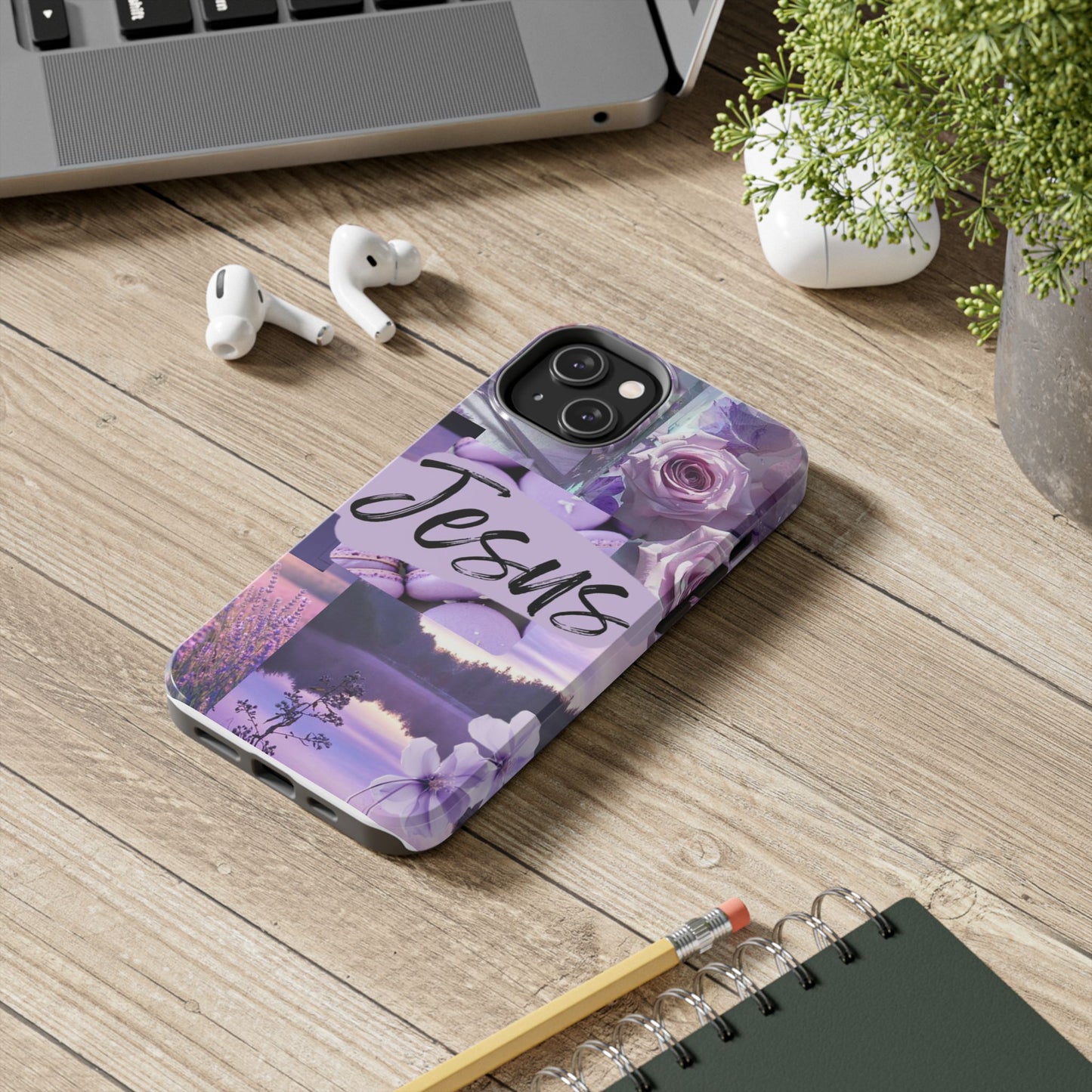 Jesus first phone case lavender floral faith design
