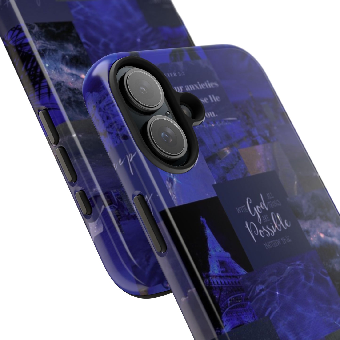 Deep blue faith, phone case with God, all things are possible