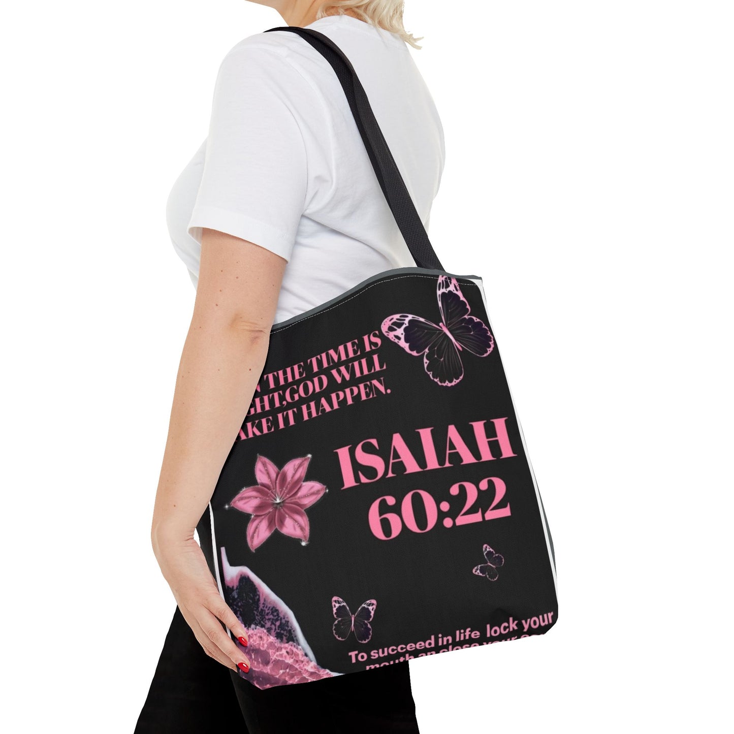 Inspirational Tote Bag with Isaiah 60:22 Design