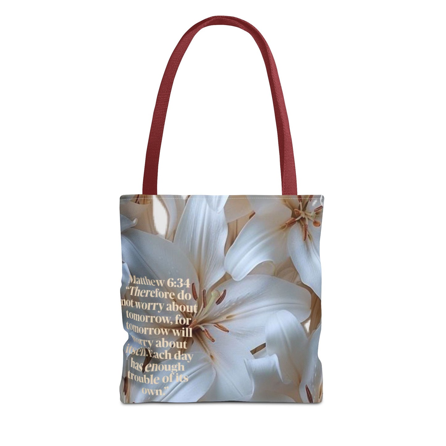 Don’t worry floral Tote Bag (Matthew 6:34)