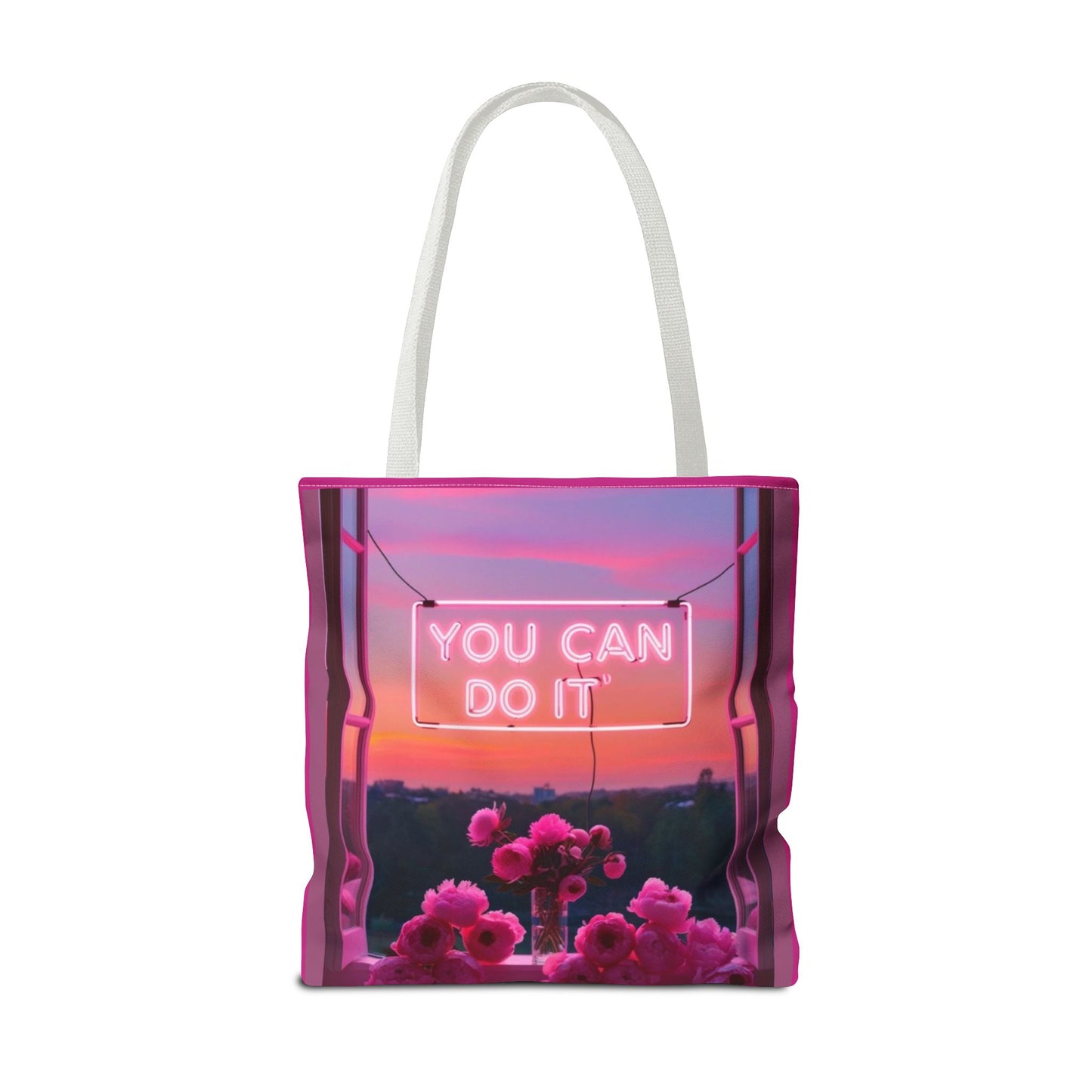 You can do it to faith, flowers, and  fierceness tote bag
