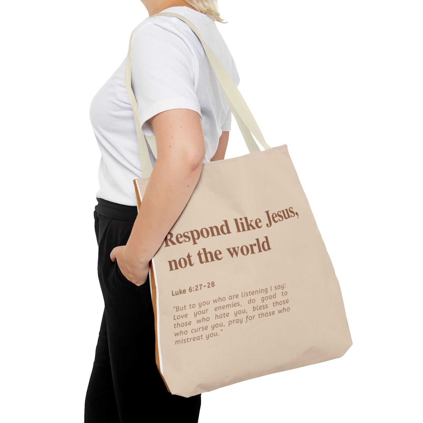 Faith-Inspired Tote Bag: "Respond Like Jesus, Not the World"